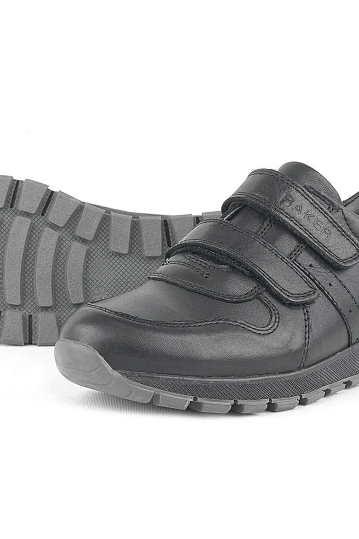 Hakiki Deri Siyah Cırtlı Spor Çocuk Ayakkabı Sneaker