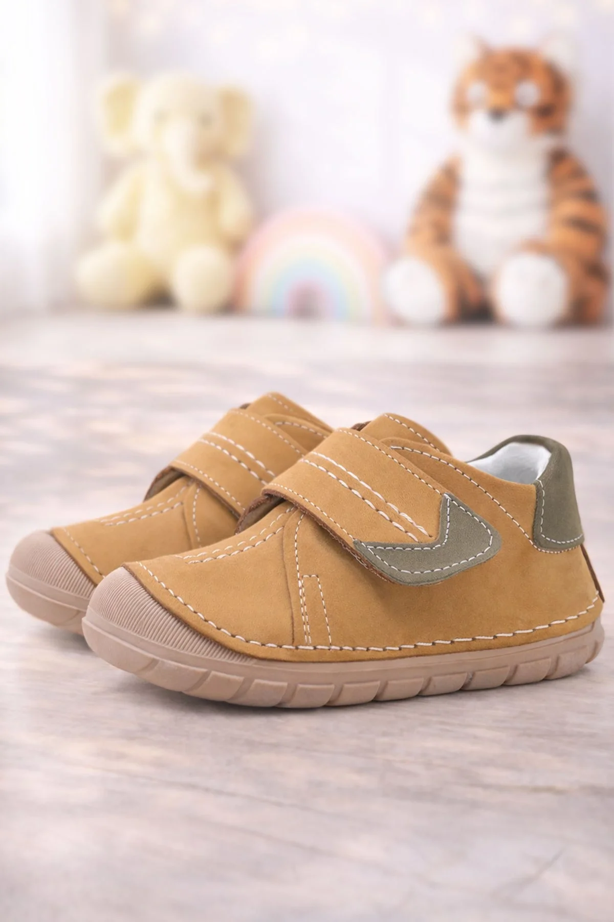 Hakiki Deri Taba Cırtlı Mevsimlik Erkek Bebek Ayakkabı