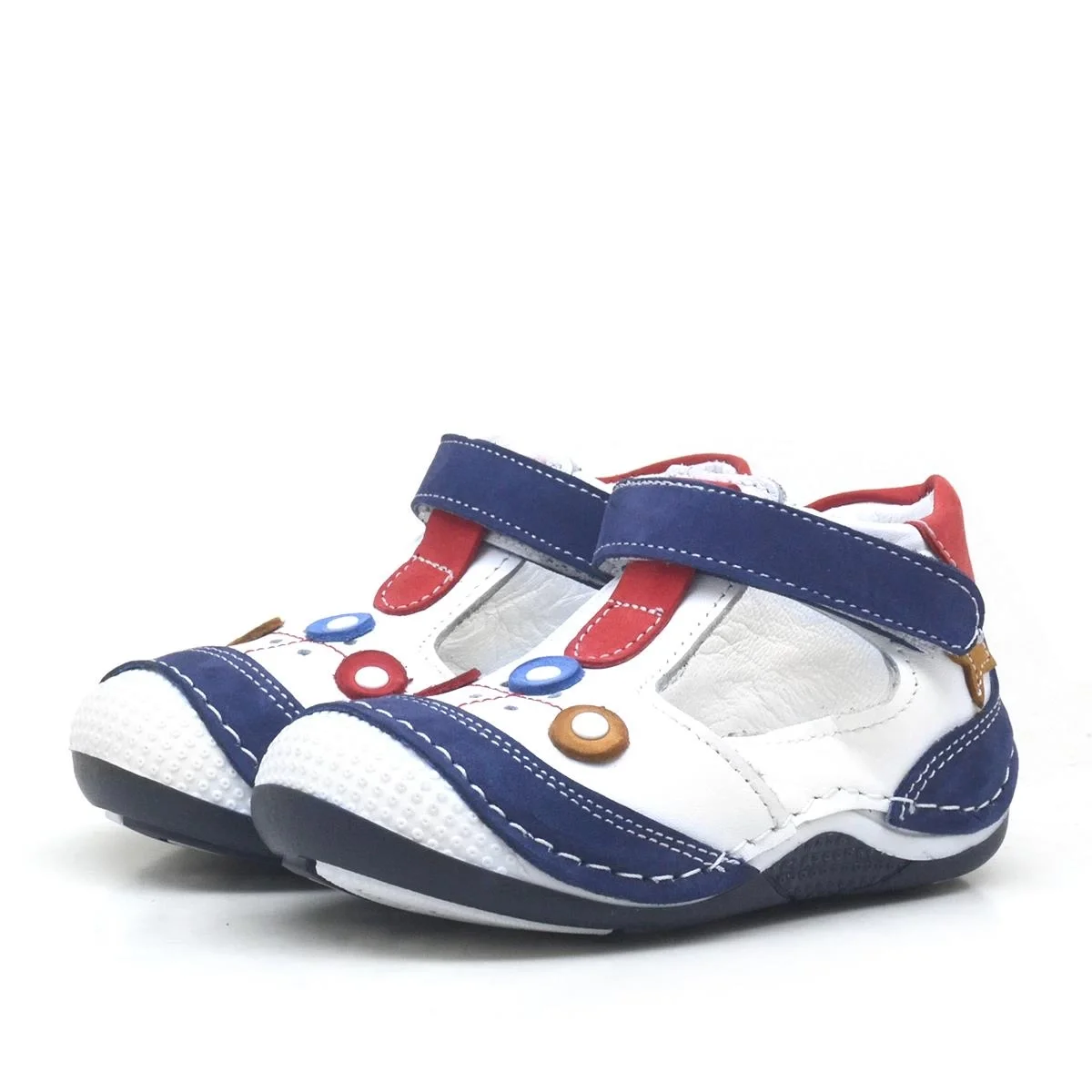 Lacivert Hakiki Deri Cırtlı Erkek Bebek Ayakkabı Patik