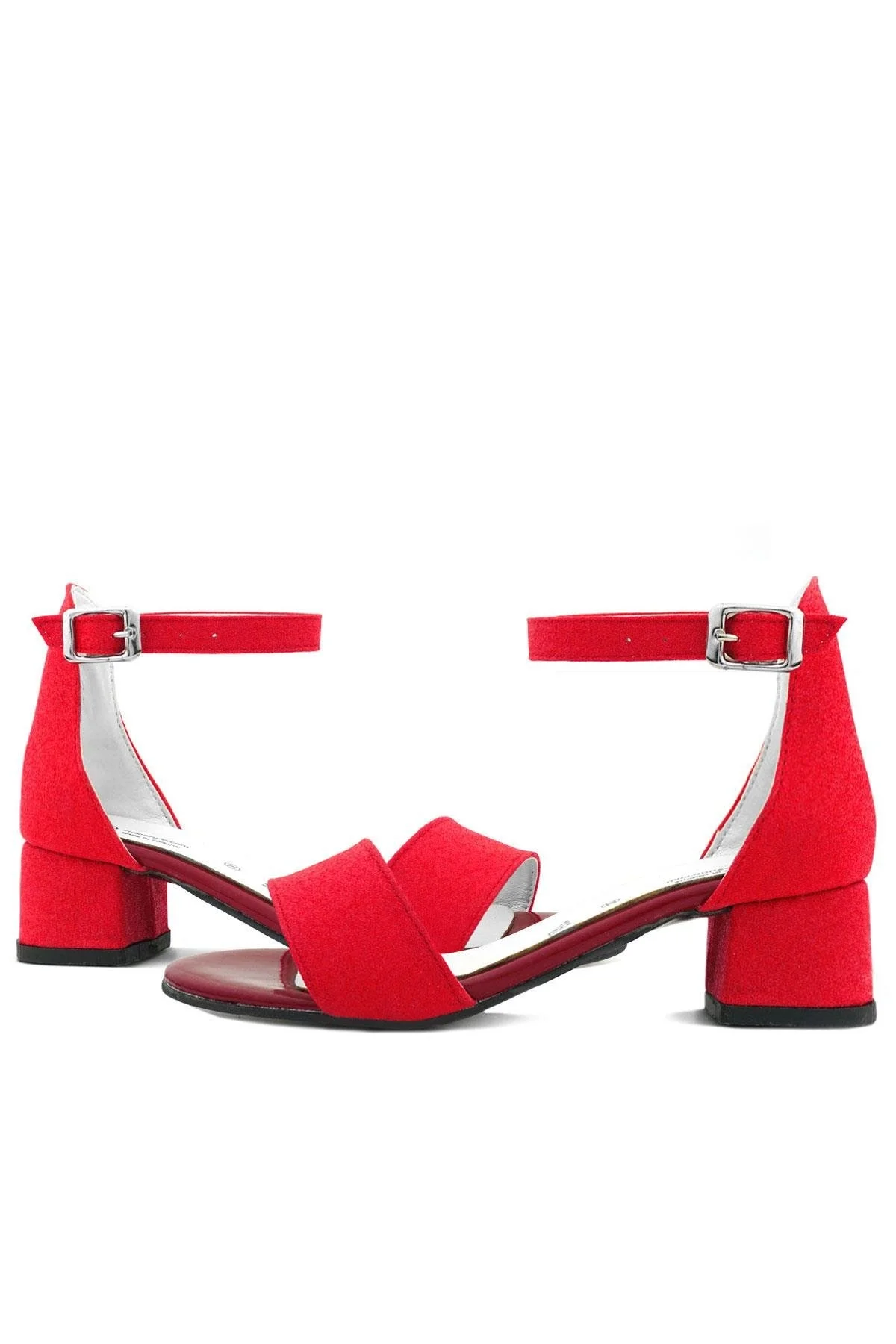 Lilo Simli Kırmızı Tek Bantlı Kız Çocuk Topuklu Abiye Ayakkabı