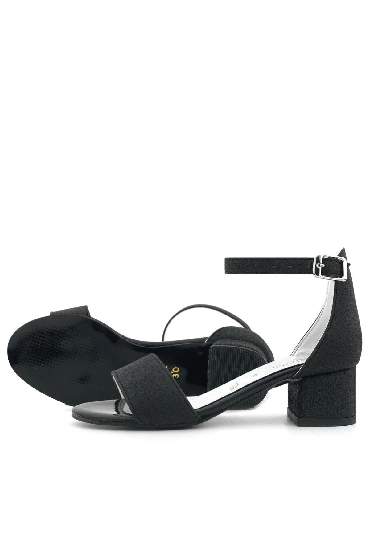 Lilo Simli Siyah Tek Bantlı Kız Çocuk Topuklu Abiye Ayakkabı