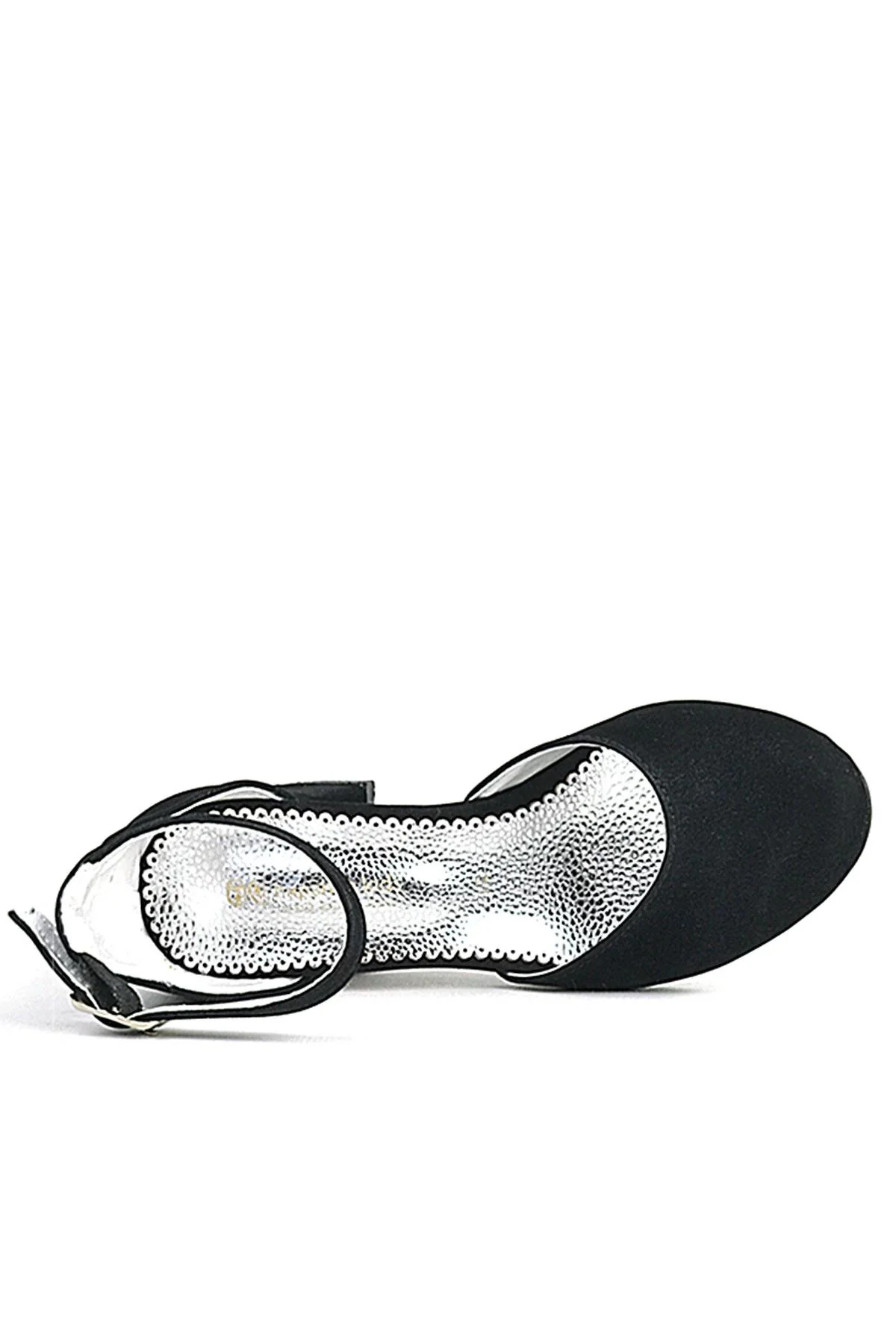 Merida Siyah Süet Kalın Topuklu Kız Çocuk Topuklu Ayakkabı