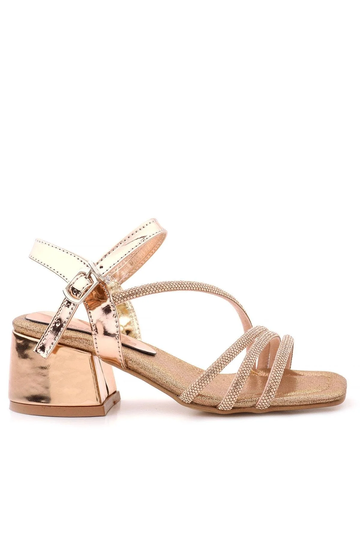 Moana Bakır Taş Detaylı Kız Çocuk Topuklu Abiye Ayakkabı