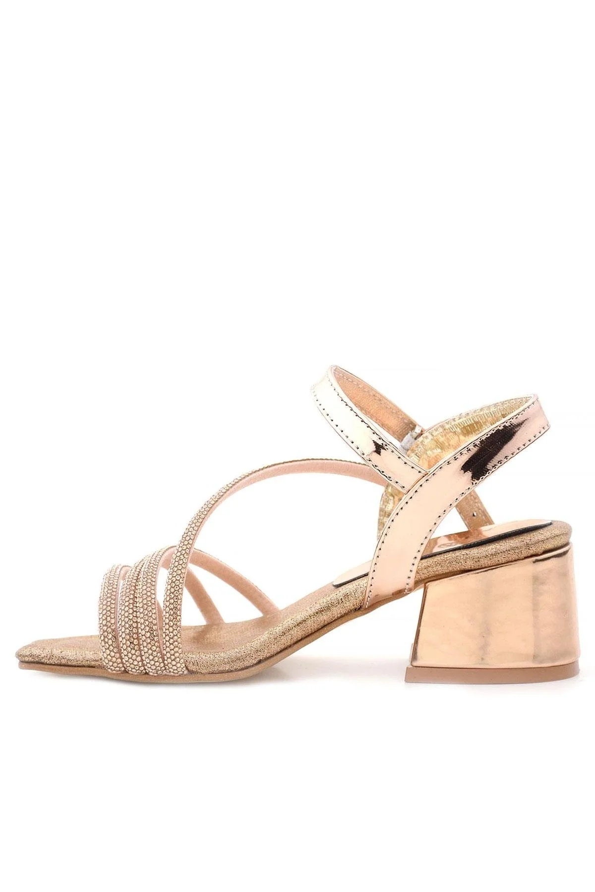 Moana Bakır Taş Detaylı Kız Çocuk Topuklu Abiye Ayakkabı