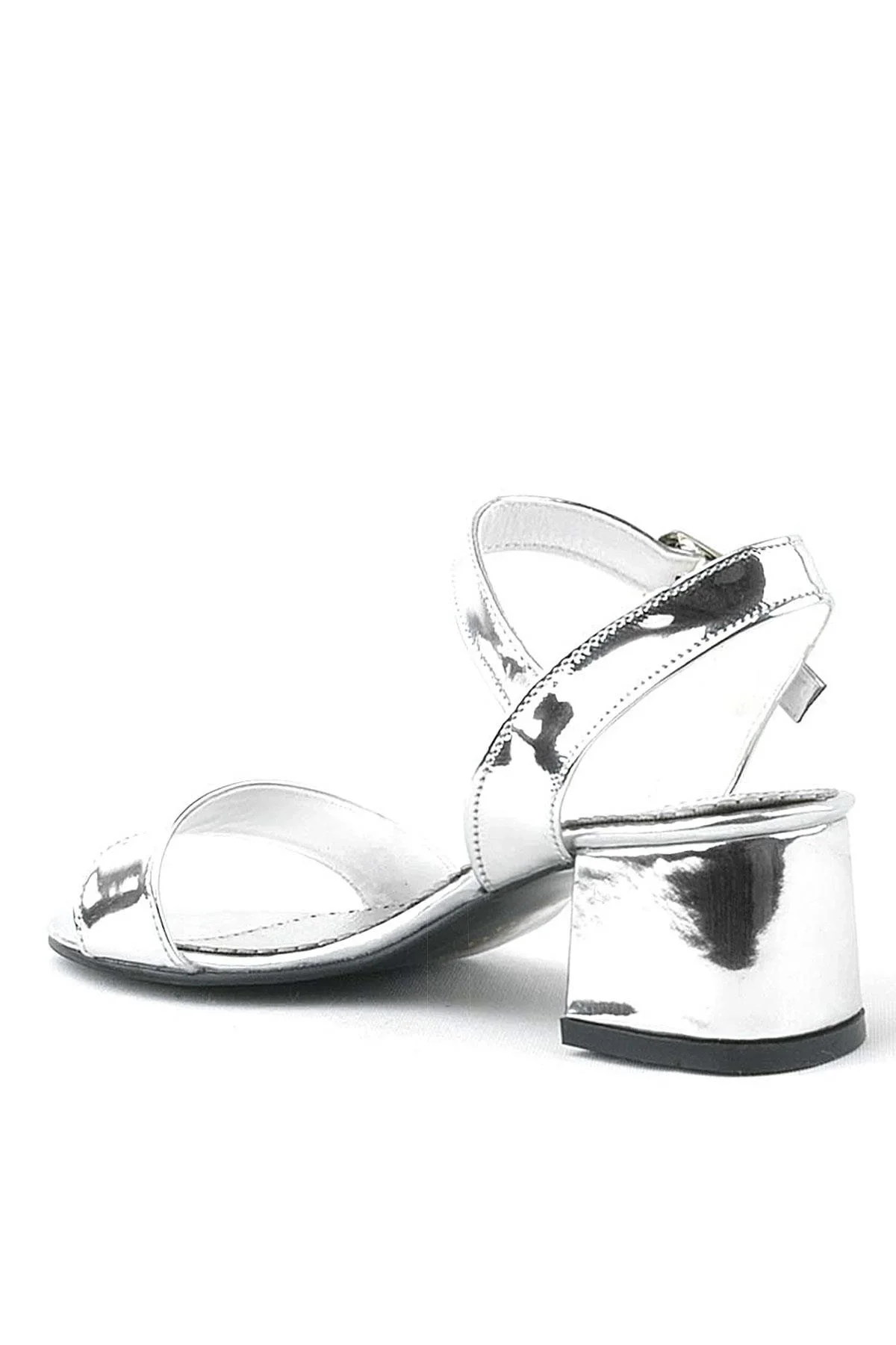 Pony Gümüş Aynalı Kalın Topuklu Kız Çocuk Abiye Ayakkabı