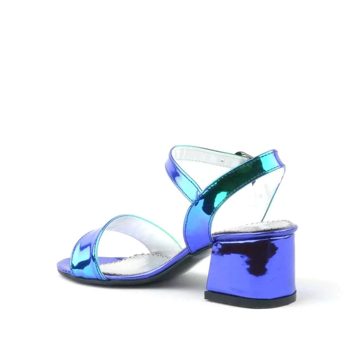 Pony Hologram Mor-Yeşil Kalın Topuklu Kız Çocuk Abiye Ayakkabı