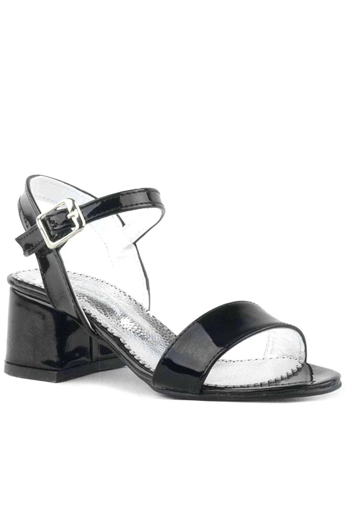 Pony Siyah Rugan Kalın Topuklu Kız Çocuk Abiye Ayakkabı