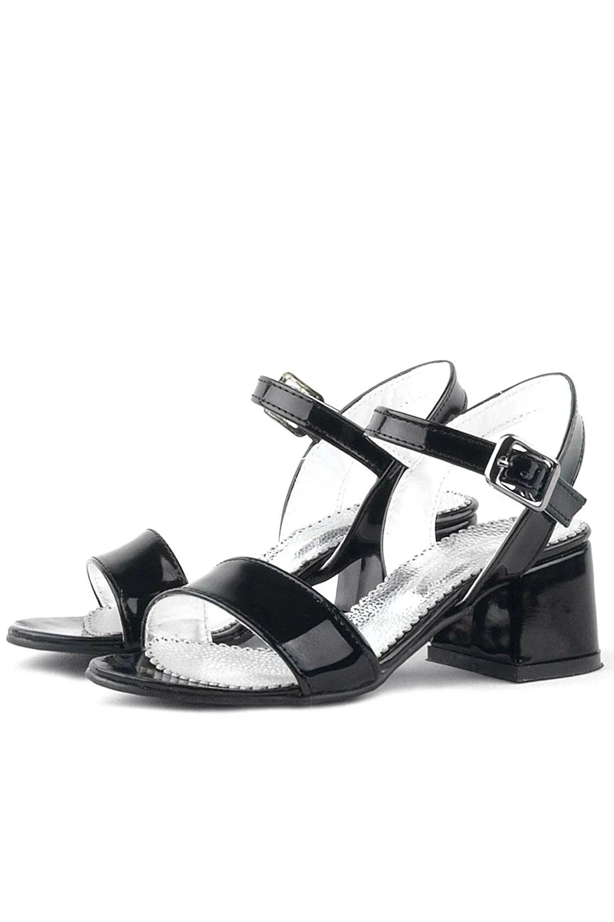 Pony Siyah Rugan Kalın Topuklu Kız Çocuk Abiye Ayakkabı