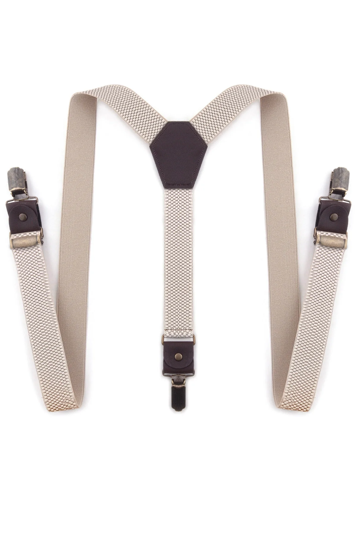 Rakerplus Ayarlanabilir Klipsli Bej Kahve Çocuk Kemer Pantolon Askısı