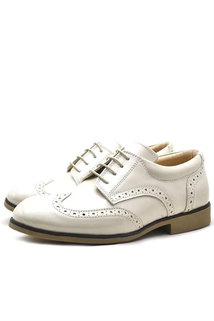 Rakerplus Bej Rugan Bağcıklı Klasik Erkek Çocuk Ayakkabı