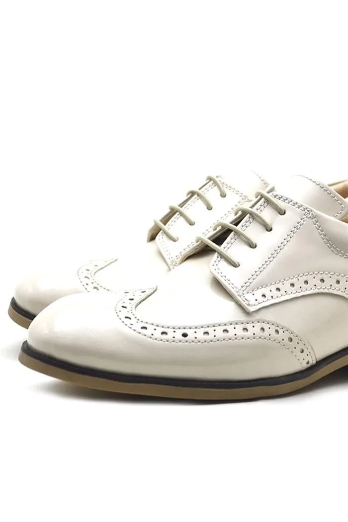 Rakerplus Bej Rugan Bağcıklı Klasik Erkek Çocuk Ayakkabı