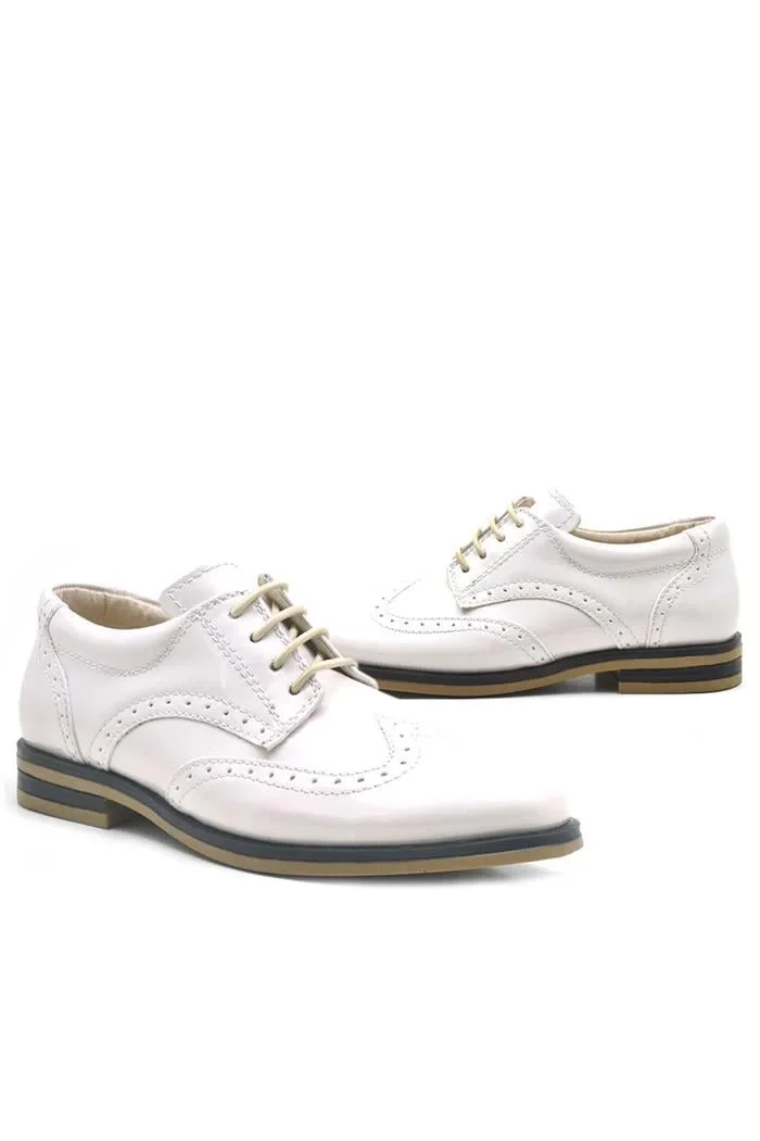 Rakerplus Bej Rugan Bağcıklı Klasik Erkek Çocuk Ayakkabı