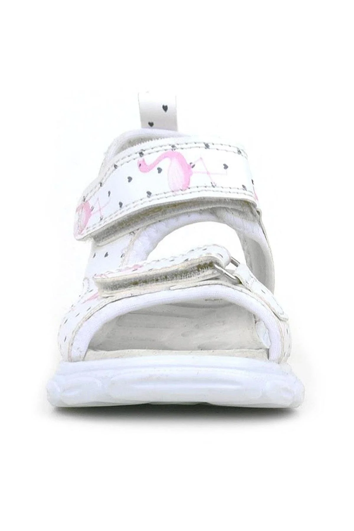 Rakerplus Beyaz Flamingo Cırtlı Bebek Sandalet Ayakkabı