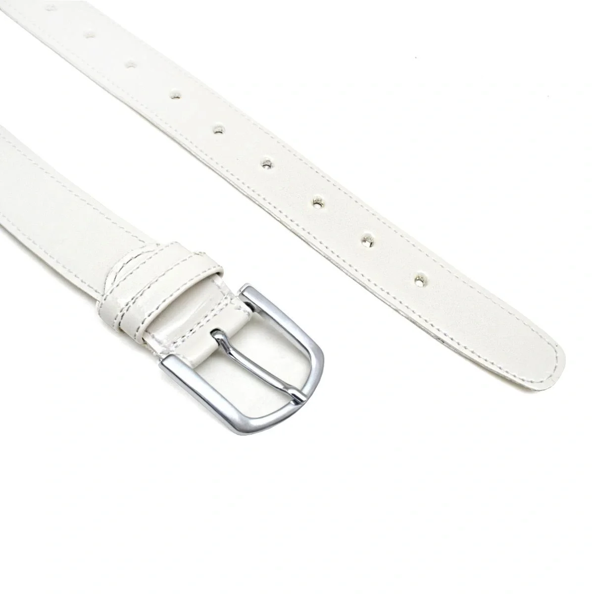 Rakerplus Beyaz Rugan 3,5 cm  (85-110cm) Erkek Çocuk Klasik Kemer