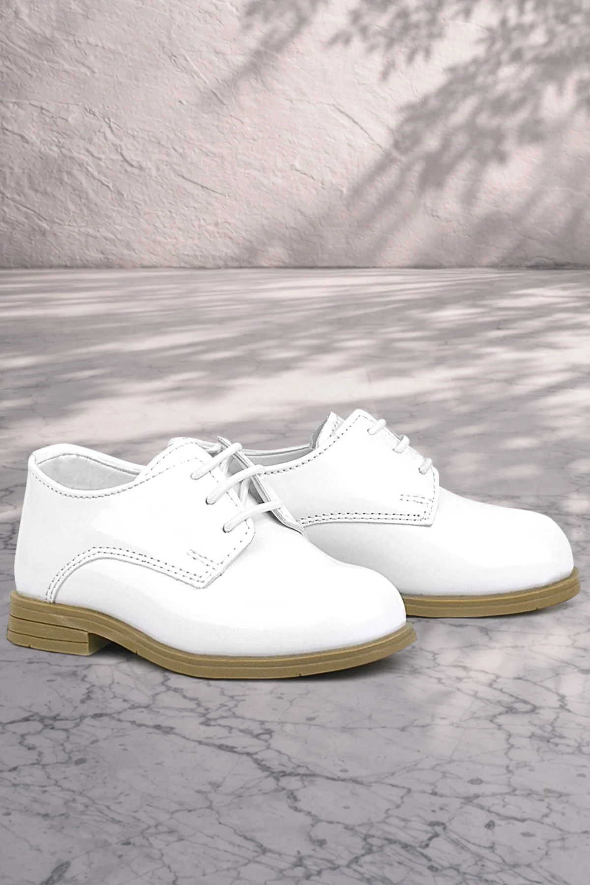 Rakerplus Beyaz Rugan Bağcıklı Oxford Çocuk Klasik Ayakkabısı