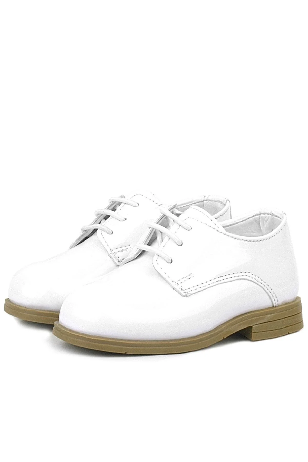 Rakerplus Beyaz Rugan Bağcıklı Oxford Çocuk Klasik Ayakkabısı