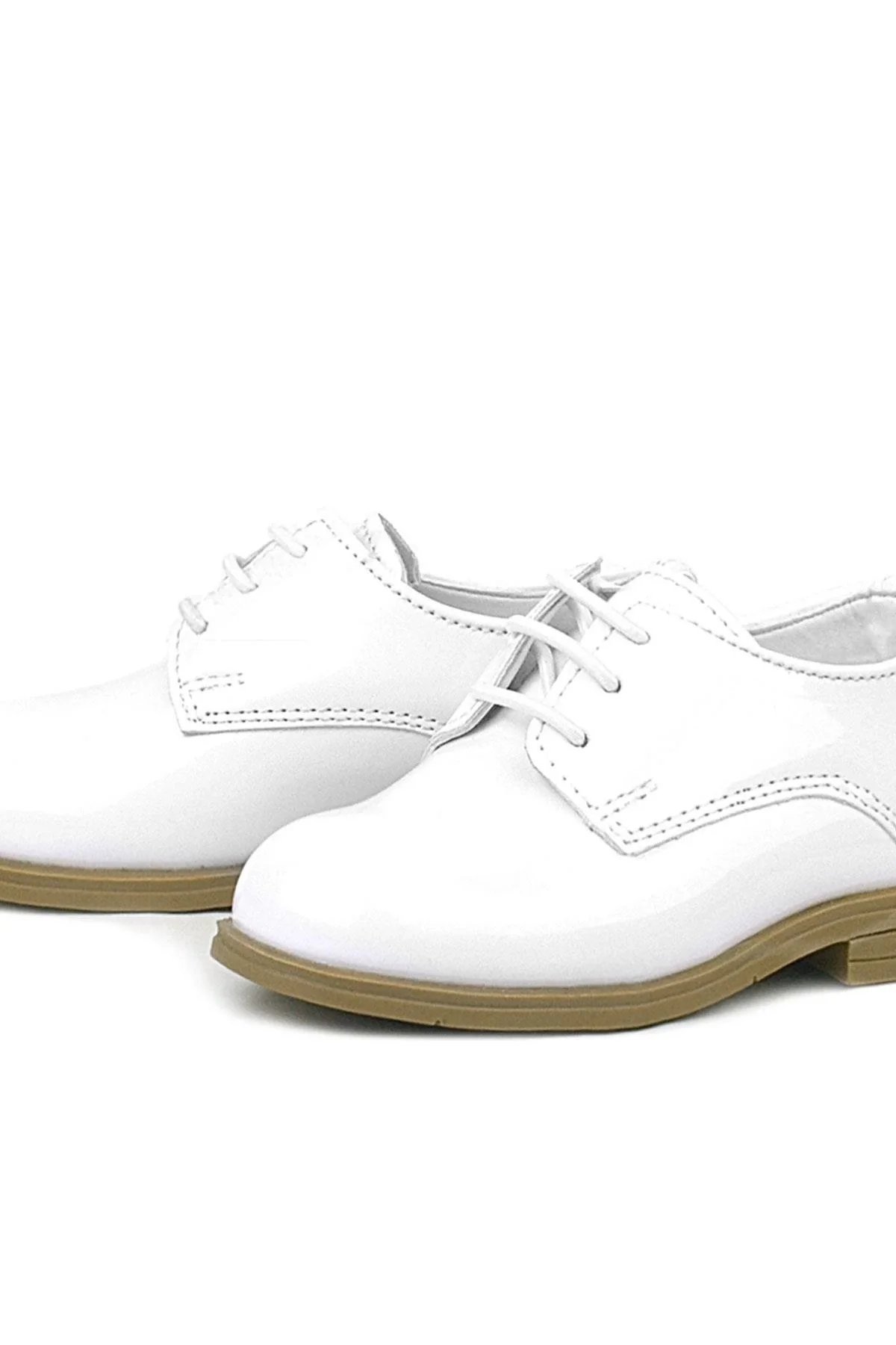 Rakerplus Beyaz Rugan Bağcıklı Oxford Çocuk Klasik Ayakkabısı
