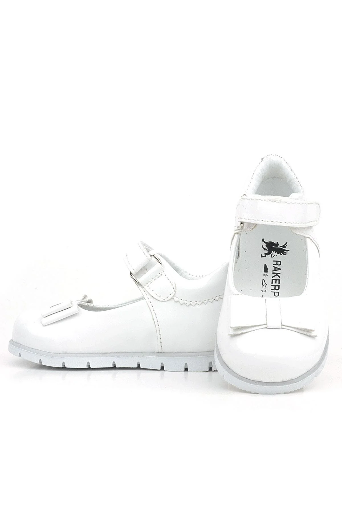 Rakerplus Beyaz Rugan Fiyonklu Kız Bebek Babet Ayakkabı