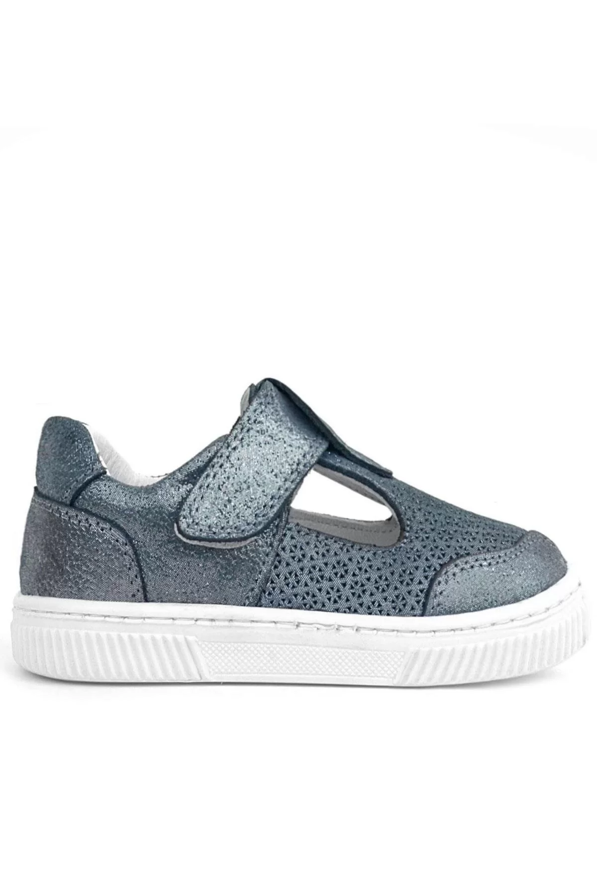 Rakerplus Bheem Hakiki Deri Gümüş Simli Cırtlı Bebek Sneaker Sandalet