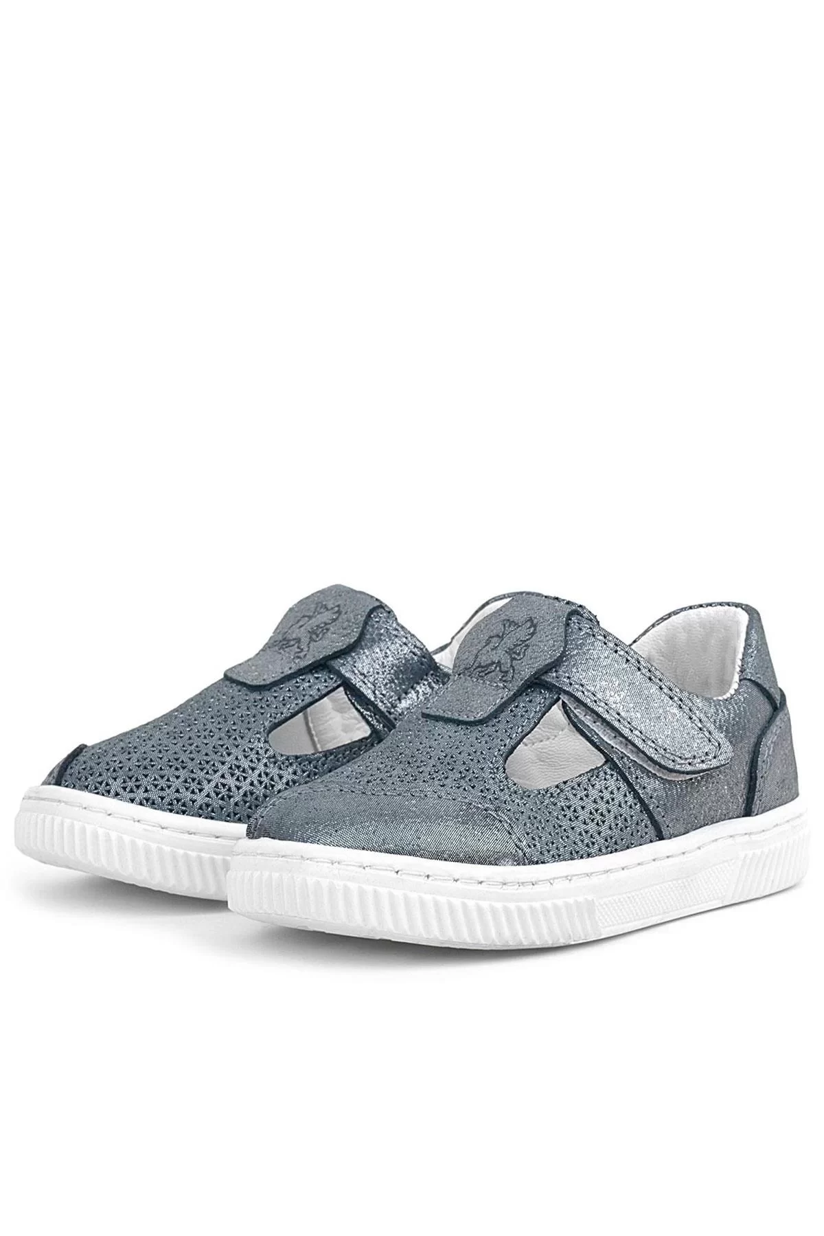 Rakerplus Bheem Hakiki Deri Gümüş Simli Cırtlı Bebek Sneaker Sandalet