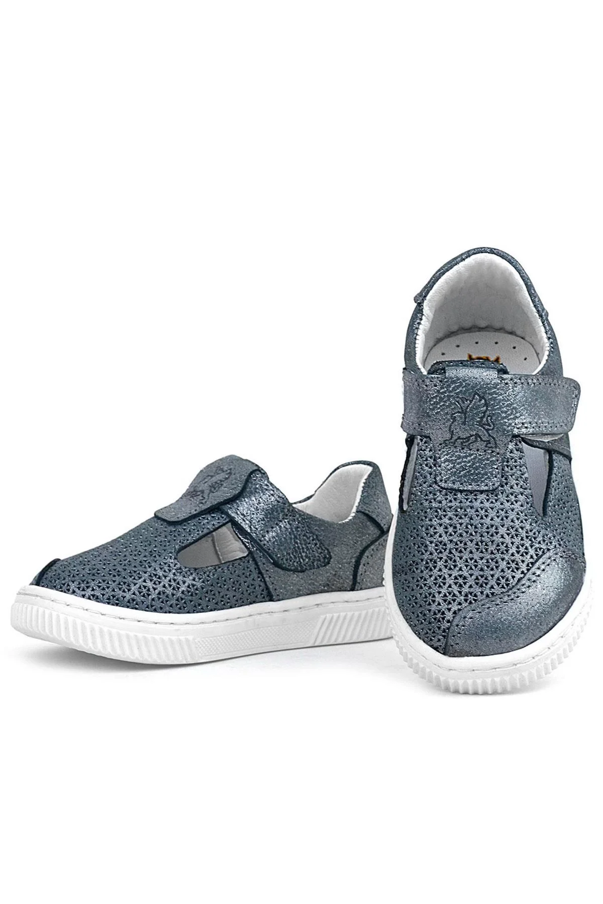 Rakerplus Bheem Hakiki Deri Gümüş Simli Cırtlı Bebek Sneaker Sandalet