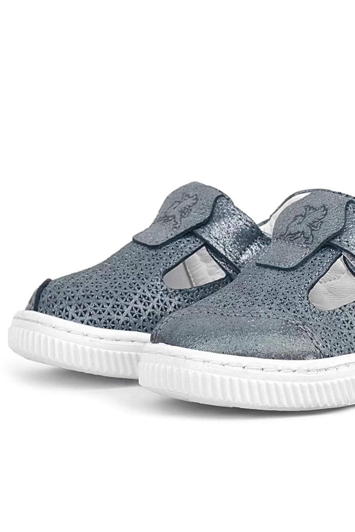 Rakerplus Bheem Hakiki Deri Gümüş Simli Cırtlı Bebek Sneaker Sandalet
