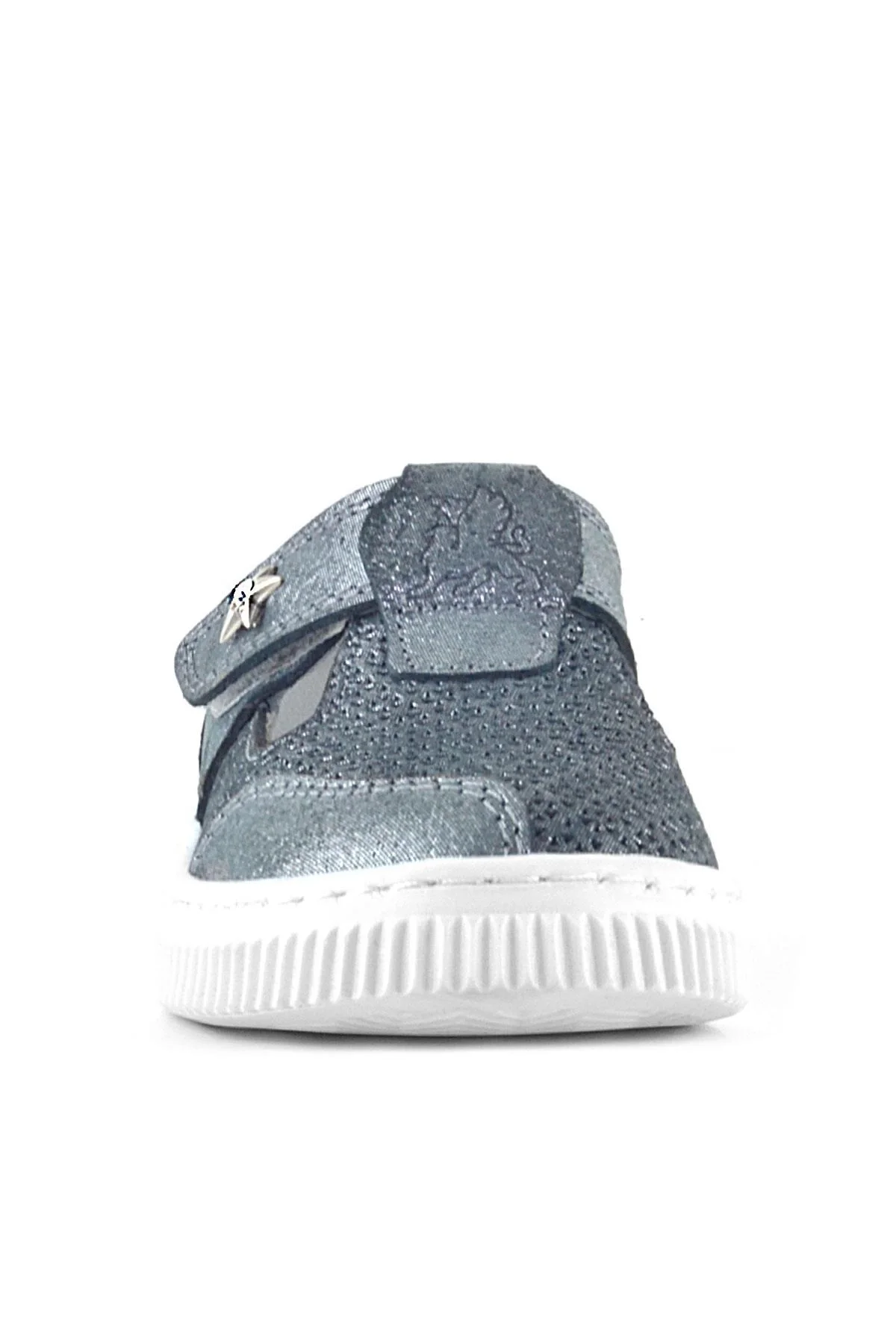 Rakerplus Bheem Hakiki Deri Gümüş Simli Cırtlı Yıldız Detaylı Bebek Sandalet