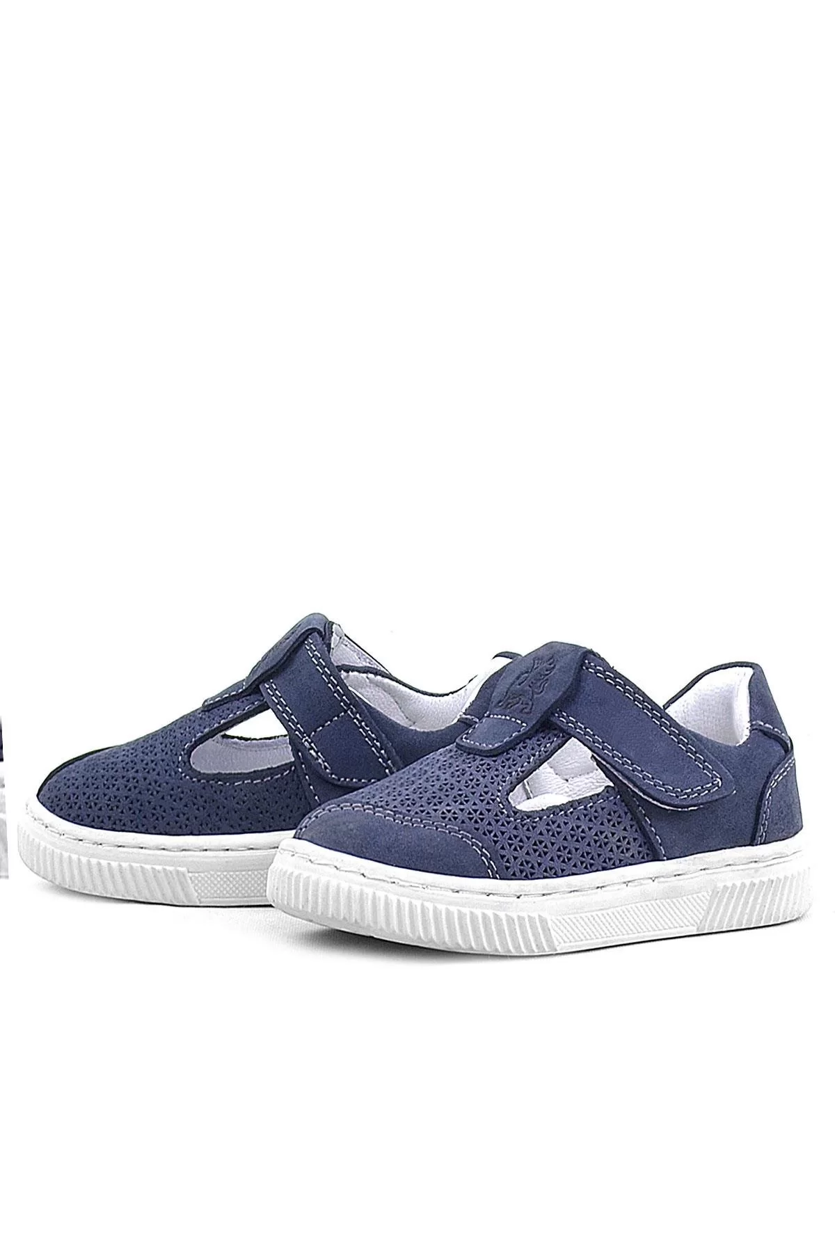 Rakerplus Bheem Hakiki Deri Lacivert Nubuk Cırtlı Bebek Sneaker Sandalet