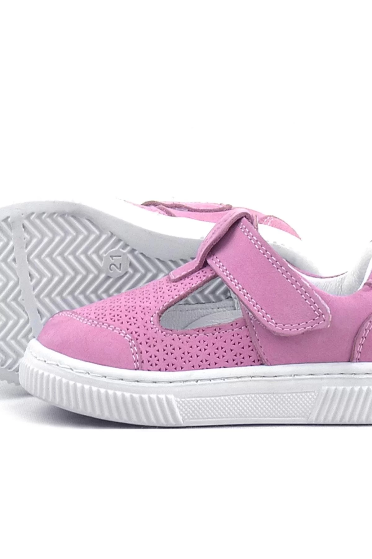 Rakerplus Bheem Hakiki Deri Pembe Cırtlı Bebek Sneaker Sandalet