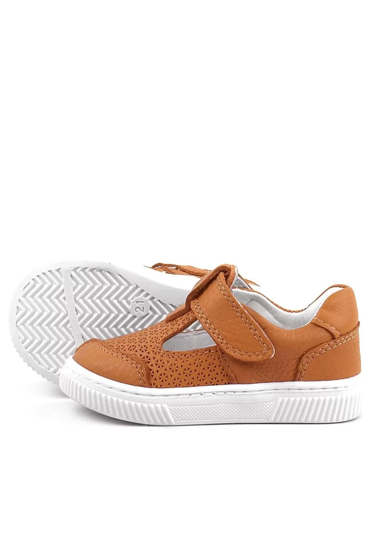 Rakerplus Bheem Hakiki Deri Turuncu Cırtlı Bebek Sneaker Sandalet