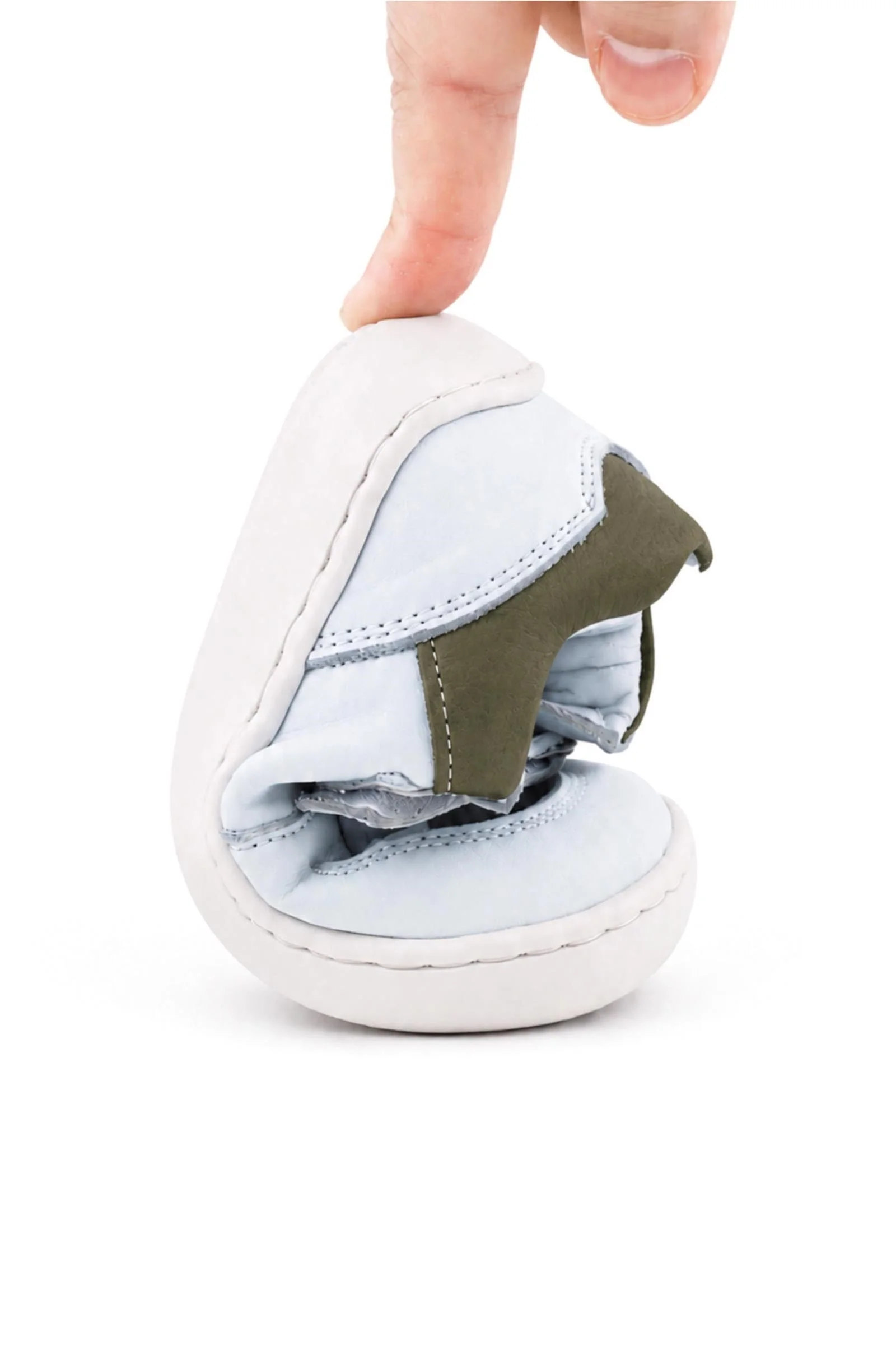 Rakerplus Bob Beyaz Nubuk Haki Hakiki Deri Bebek Sneaker Ayakkabı