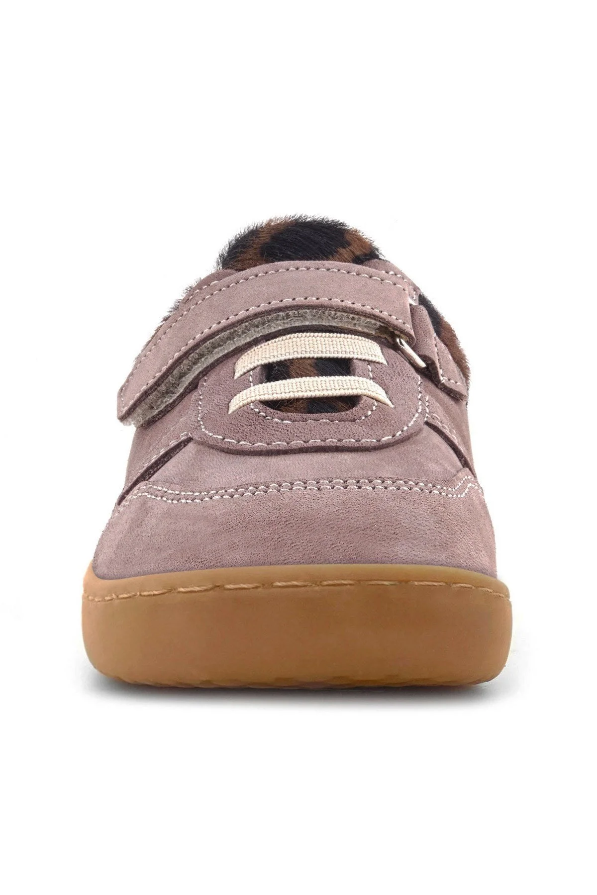 Rakerplus Bob Hakiki Deri Açık Kahve Desenli Barefoot Cırtlı Lastikli Bebek Sneaker Ayakkabı