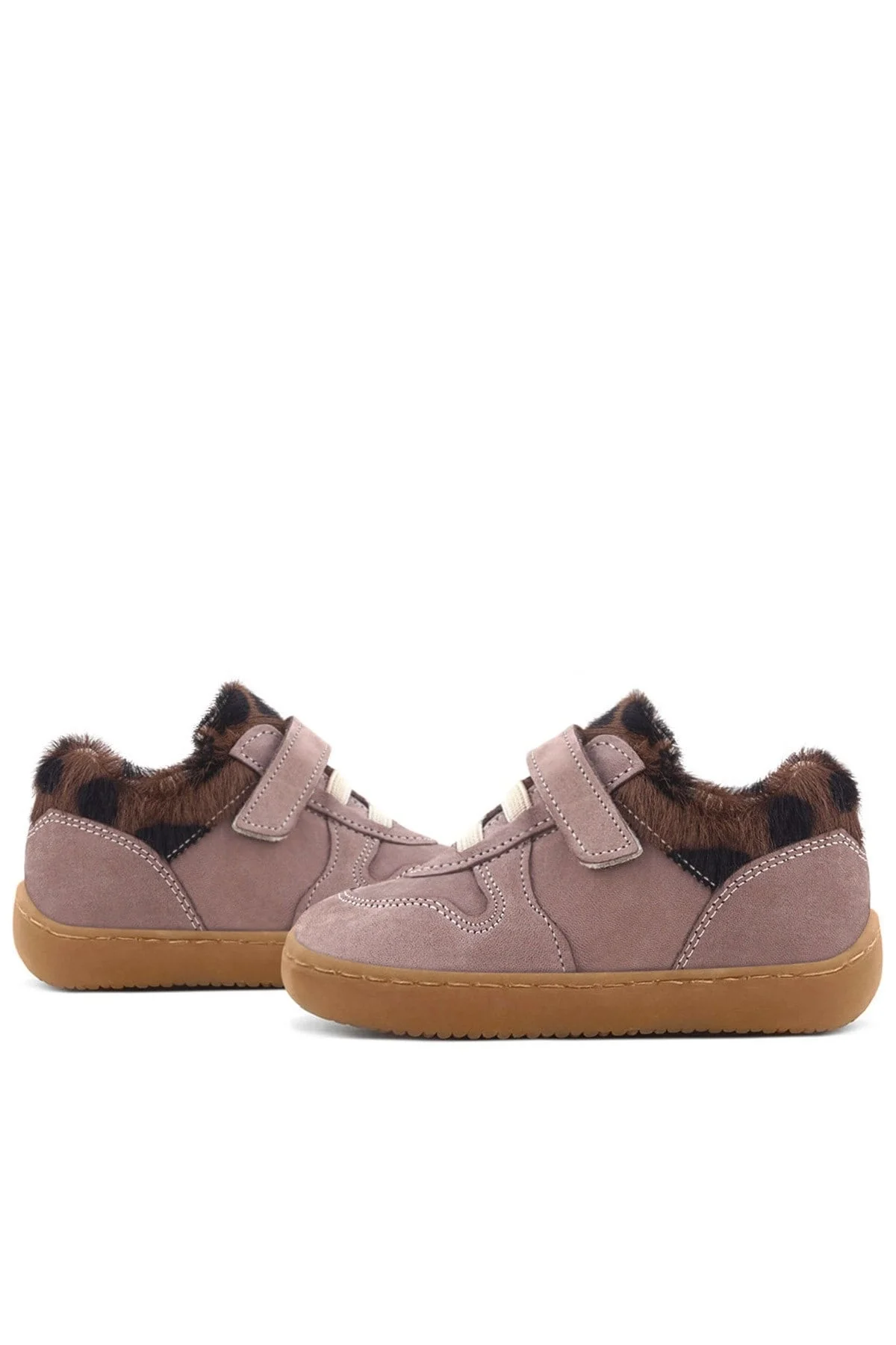 Rakerplus Bob Hakiki Deri Açık Kahve Desenli Barefoot Cırtlı Lastikli Bebek Sneaker Ayakkabı