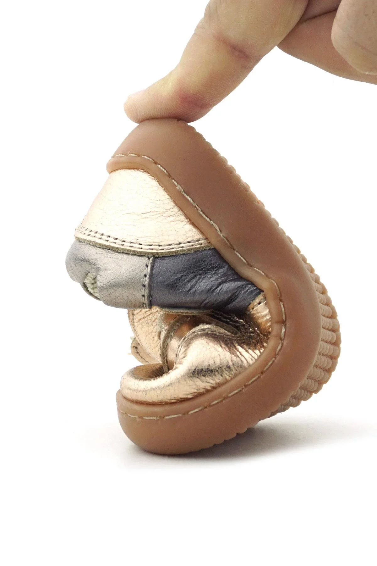 Rakerplus Bob Hakiki Deri Bakır Barefoot Cırtlı Lastikli Bebek Sneaker Ayakkabı