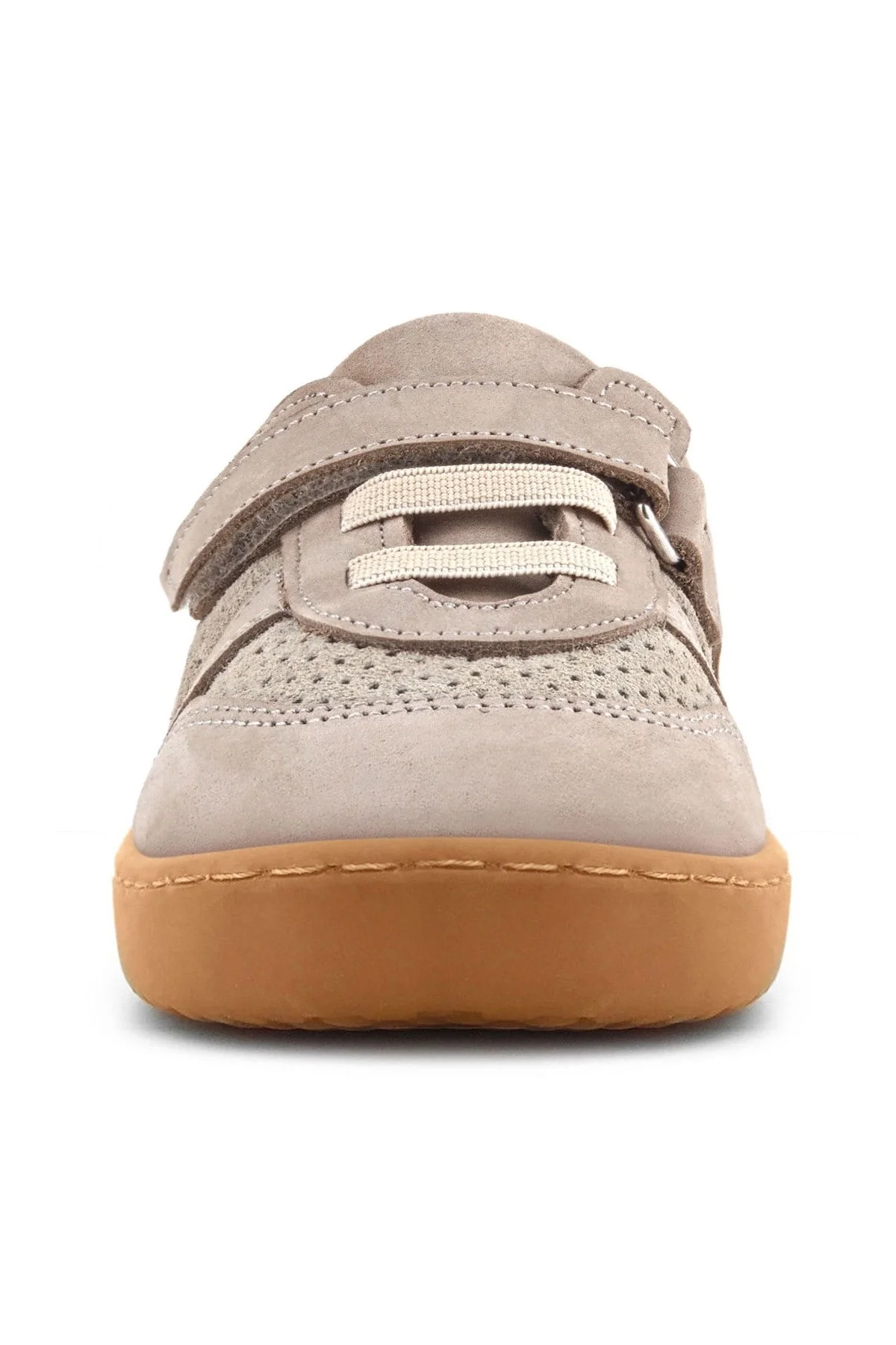 Rakerplus Bob Hakiki Deri Bej Barefoot Cırtlı Lastikli Bebek Sneaker Ayakkabı