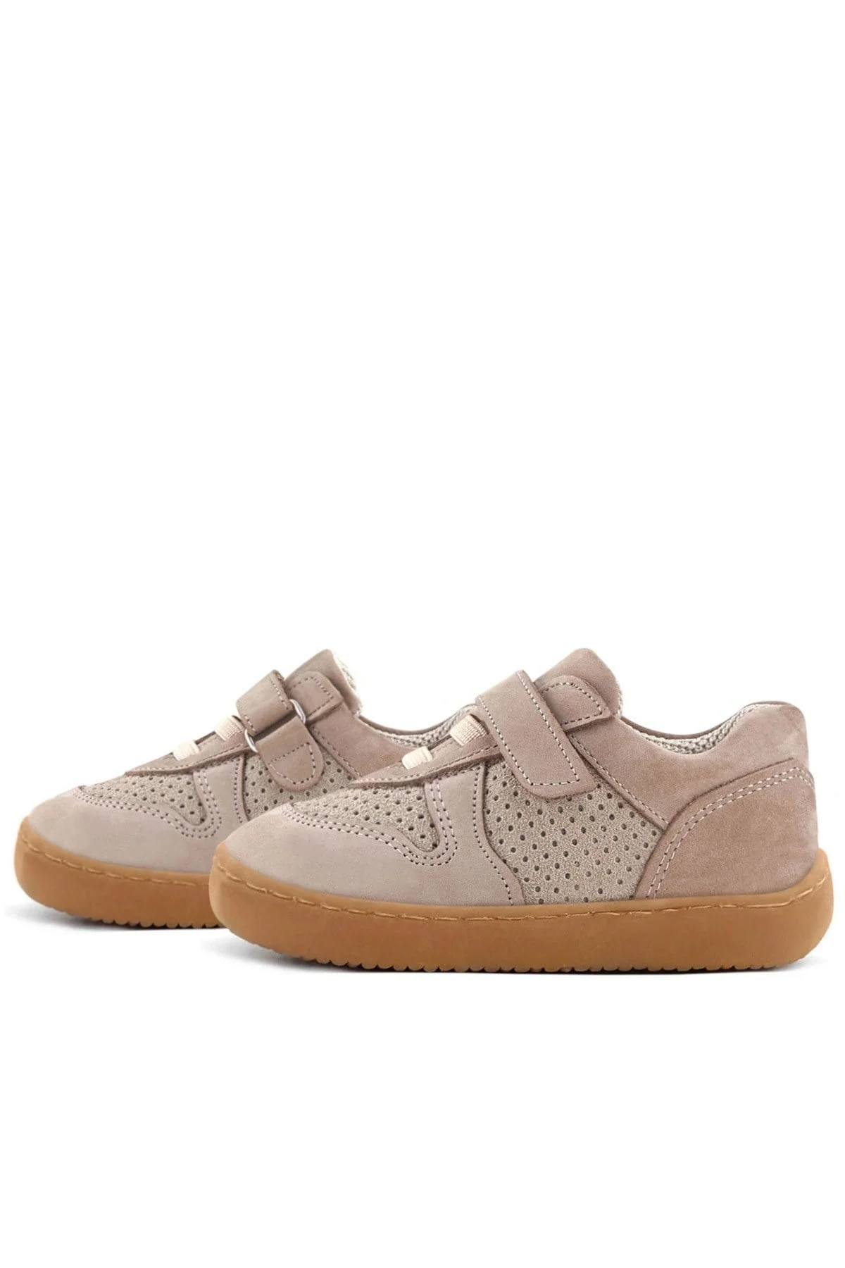 Rakerplus Bob Hakiki Deri Bej Barefoot Cırtlı Lastikli Bebek Sneaker Ayakkabı