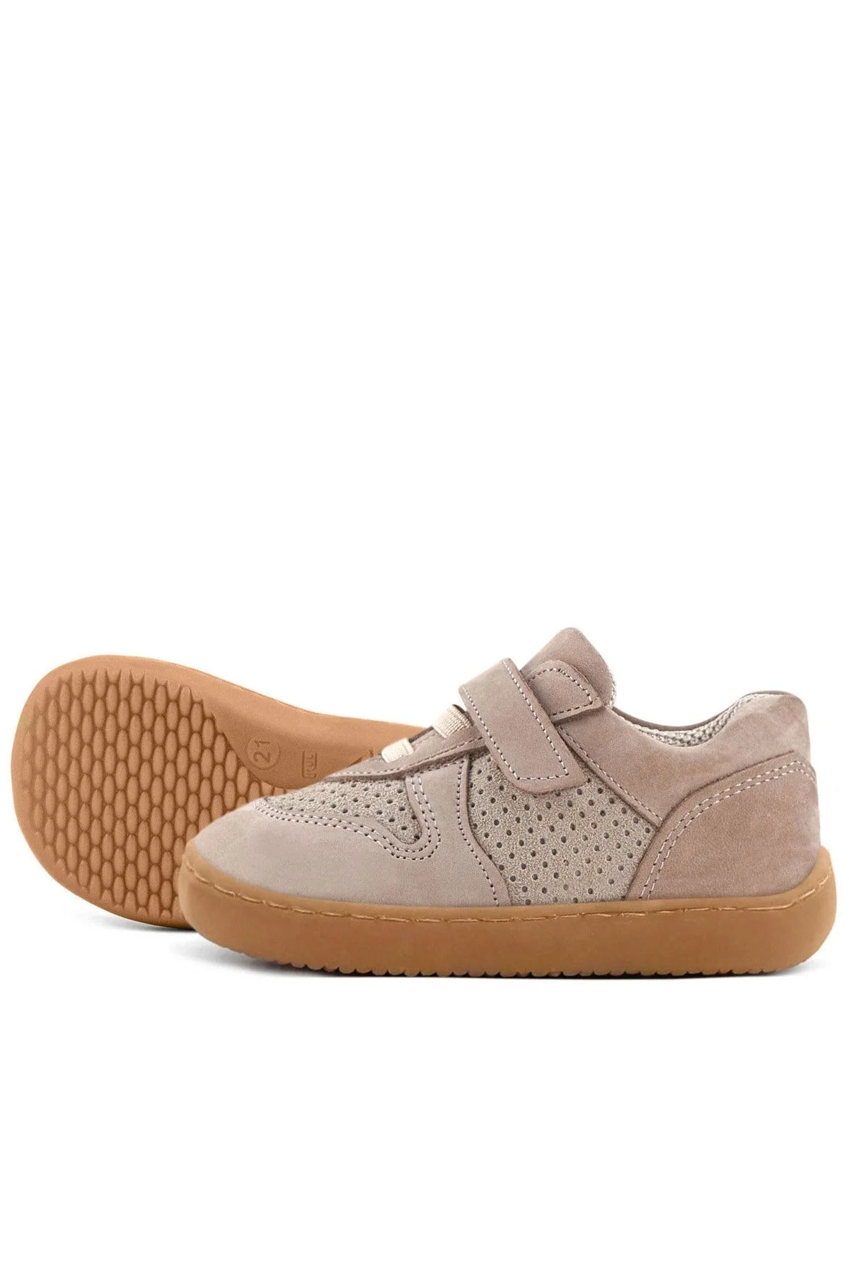 Rakerplus Bob Hakiki Deri Bej Barefoot Cırtlı Lastikli Bebek Sneaker Ayakkabı