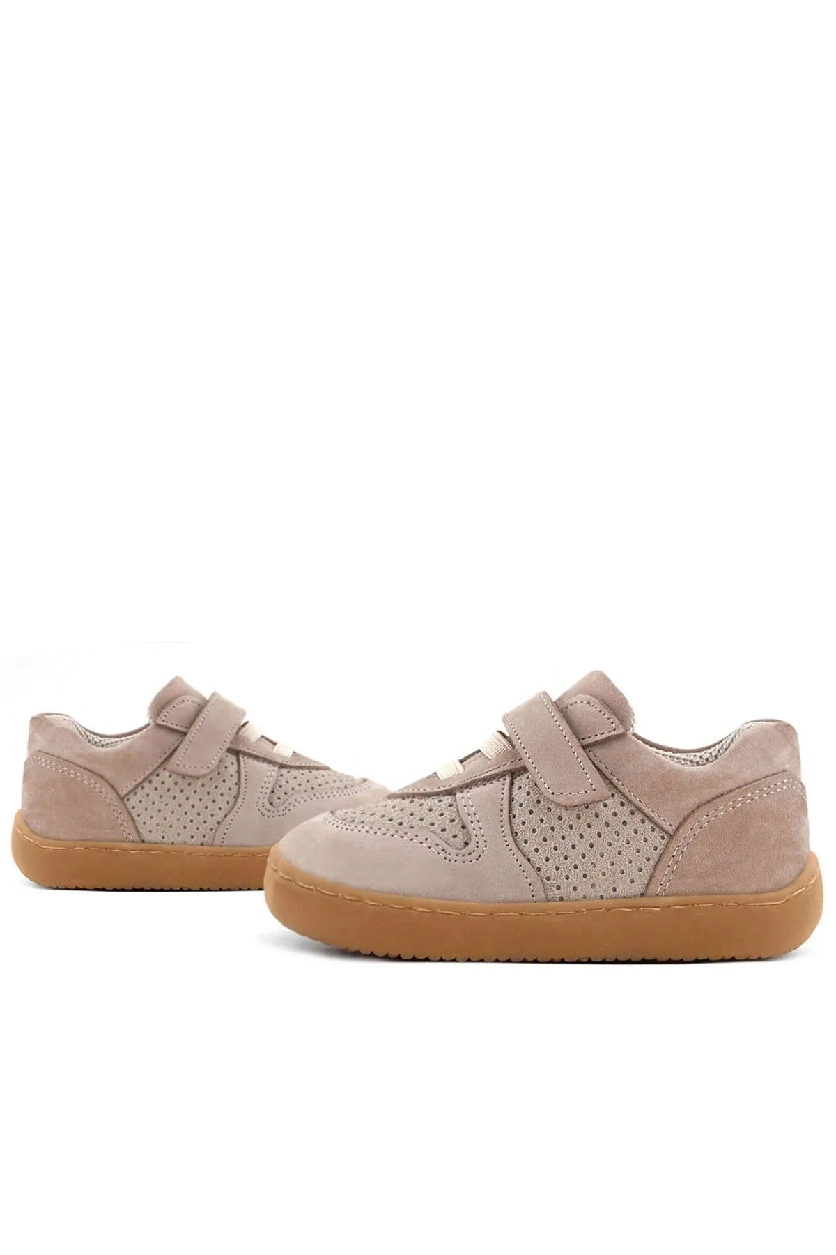 Rakerplus Bob Hakiki Deri Bej Barefoot Cırtlı Lastikli Bebek Sneaker Ayakkabı