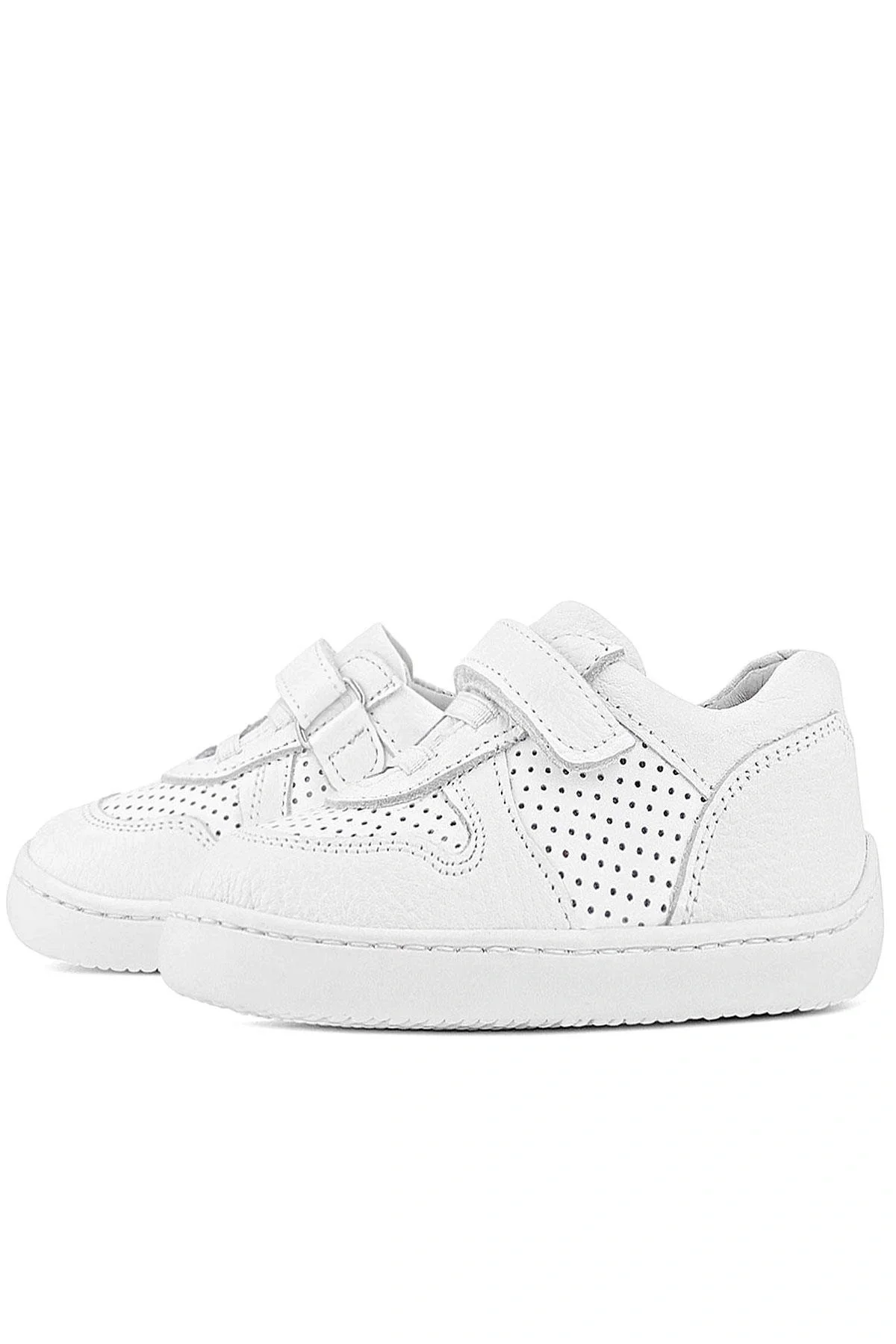 Rakerplus Bob Hakiki Deri Beyaz Barefoot Beyaz Tabanlı Cırtlı Bebek Sneaker Ayakkabı