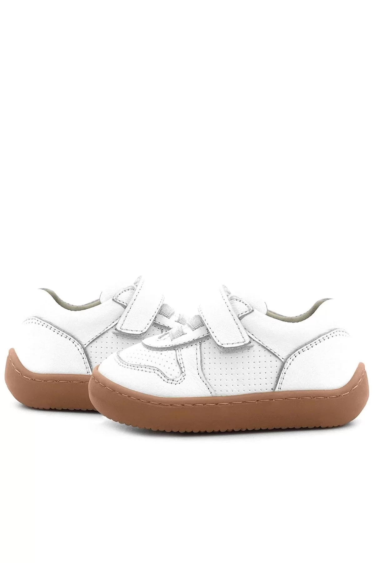 Rakerplus Bob Hakiki Deri Beyaz Barefoot Cırtlı Lastikli Bebek Sneaker Ayakkabı