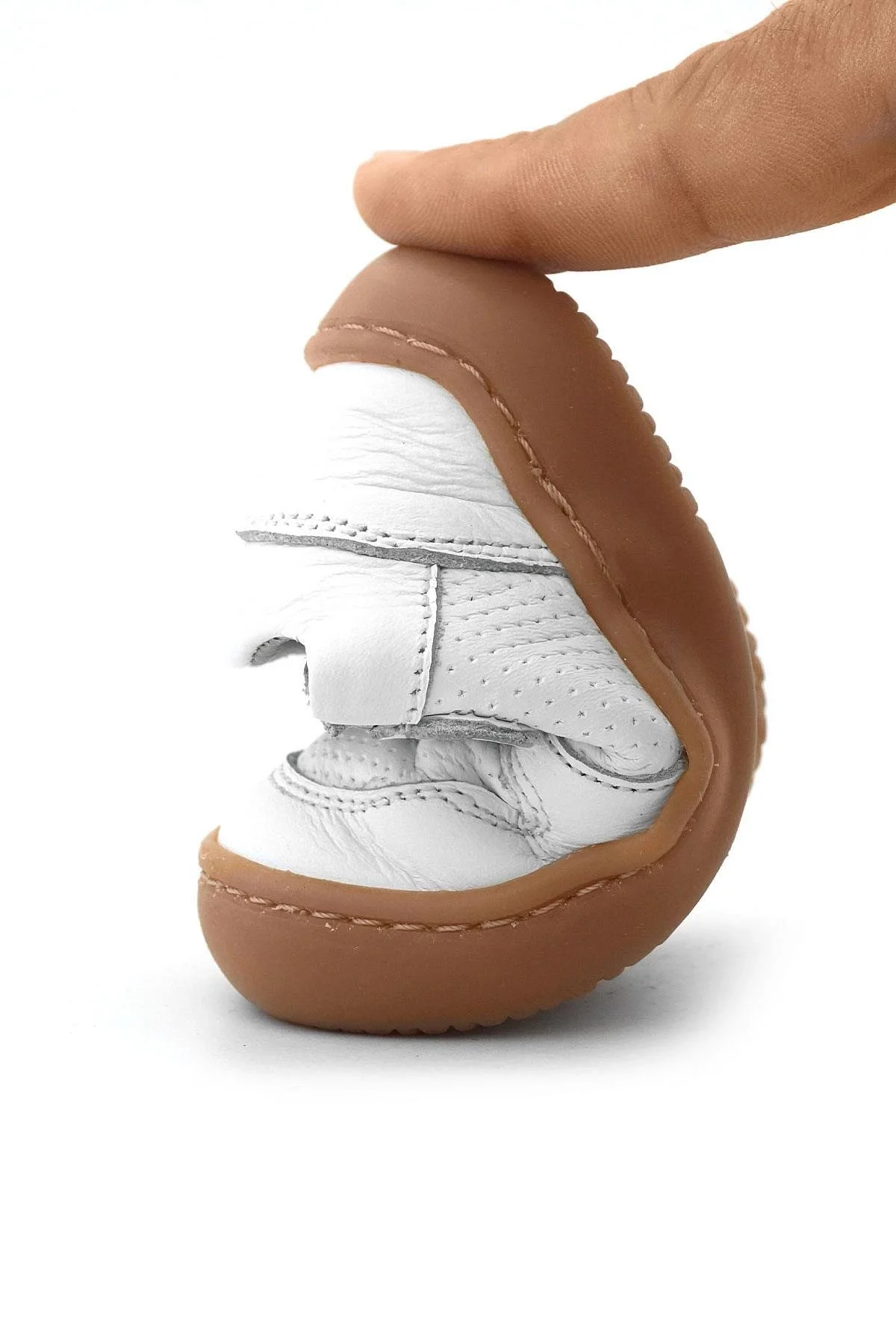 Rakerplus Bob Hakiki Deri Beyaz Barefoot Cırtlı Lastikli Bebek Sneaker Ayakkabı