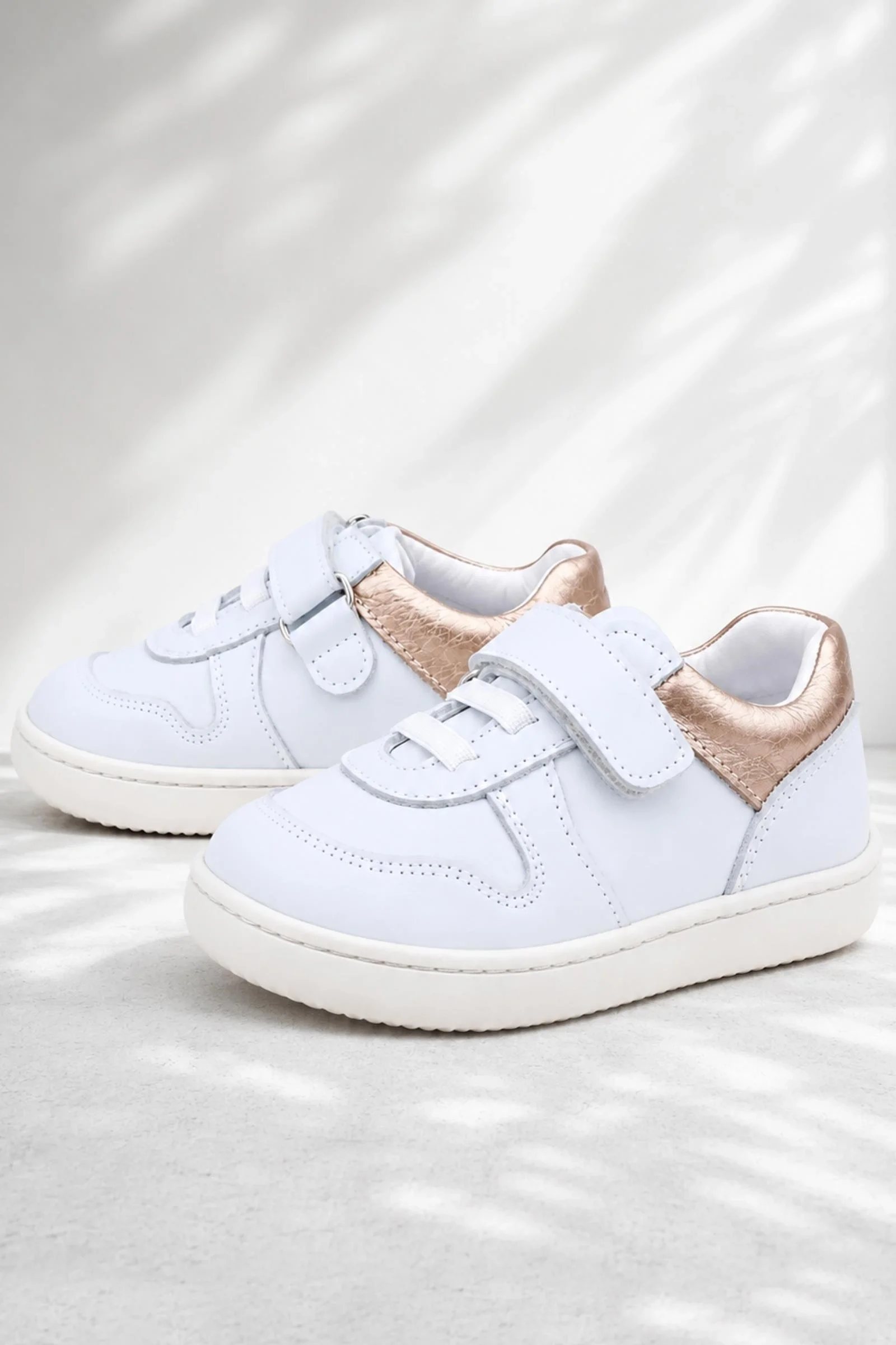 Rakerplus Bob Hakiki Deri Beyaz Nubuk Bakır Cırtlı Bebek Sneaker Ayakkabı