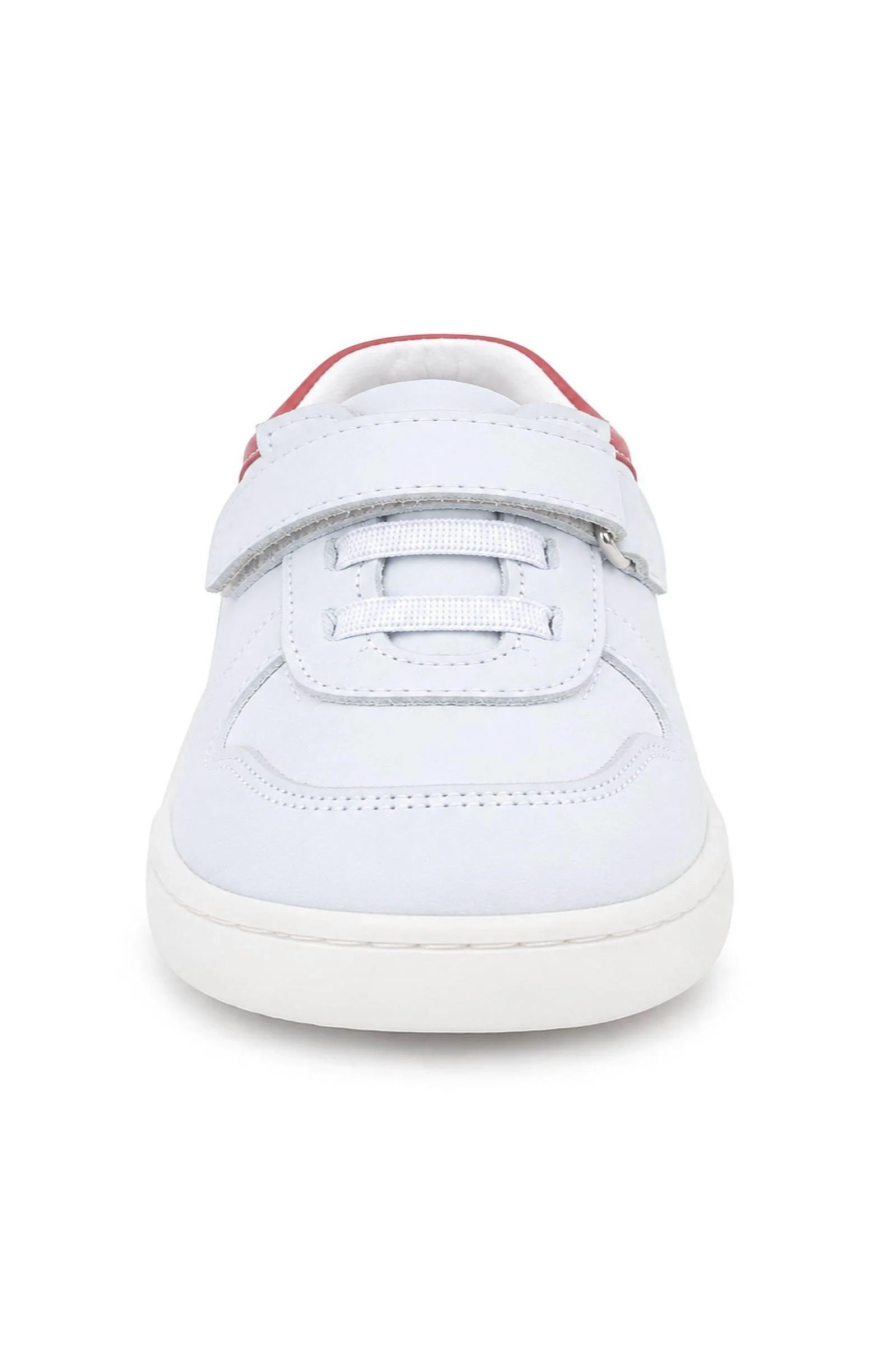 Rakerplus Bob Hakiki Deri Beyaz Nubuk Kırmızı Cırtlı Bebek Sneaker Ayakkabı