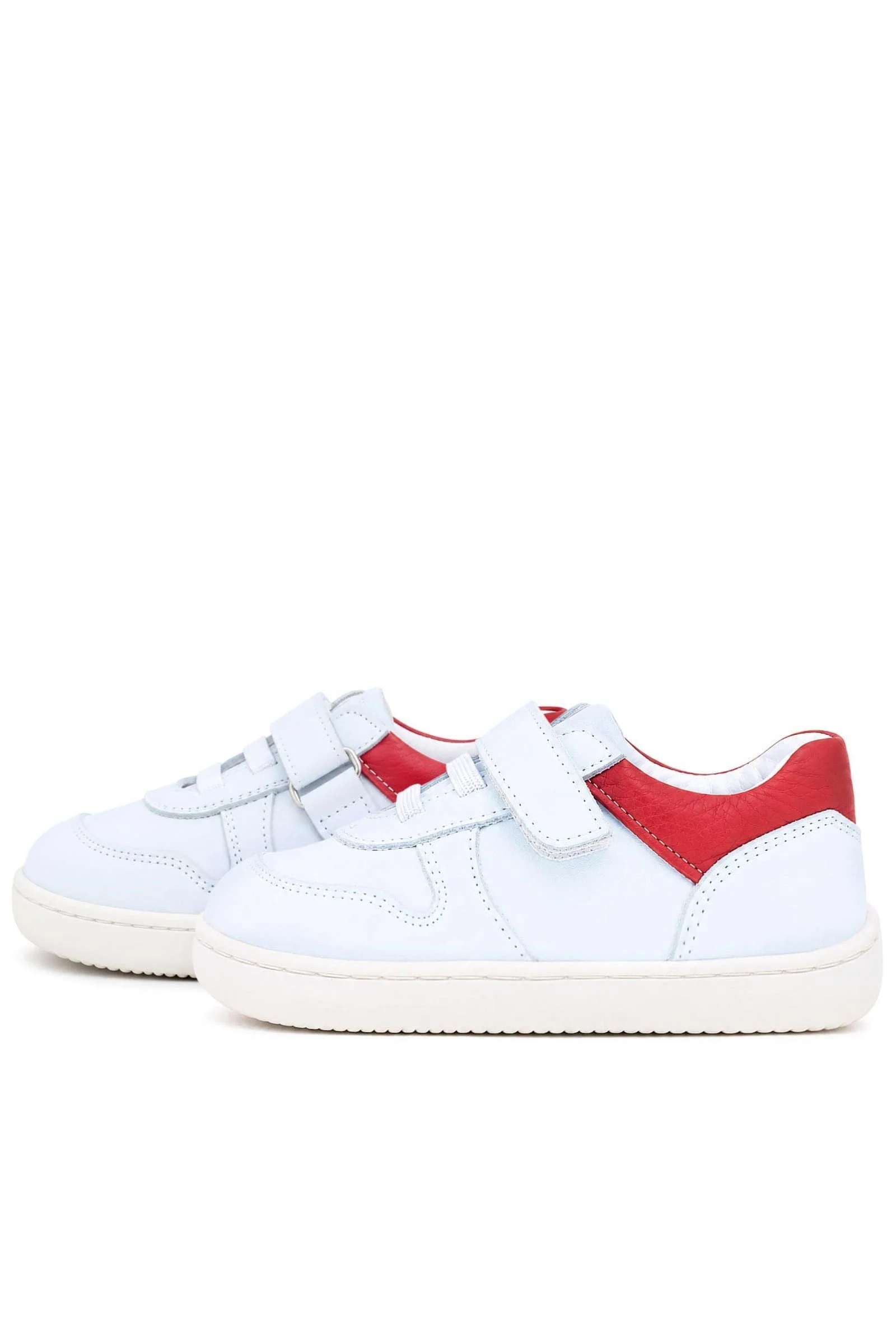 Rakerplus Bob Hakiki Deri Beyaz Nubuk Kırmızı Cırtlı Bebek Sneaker Ayakkabı