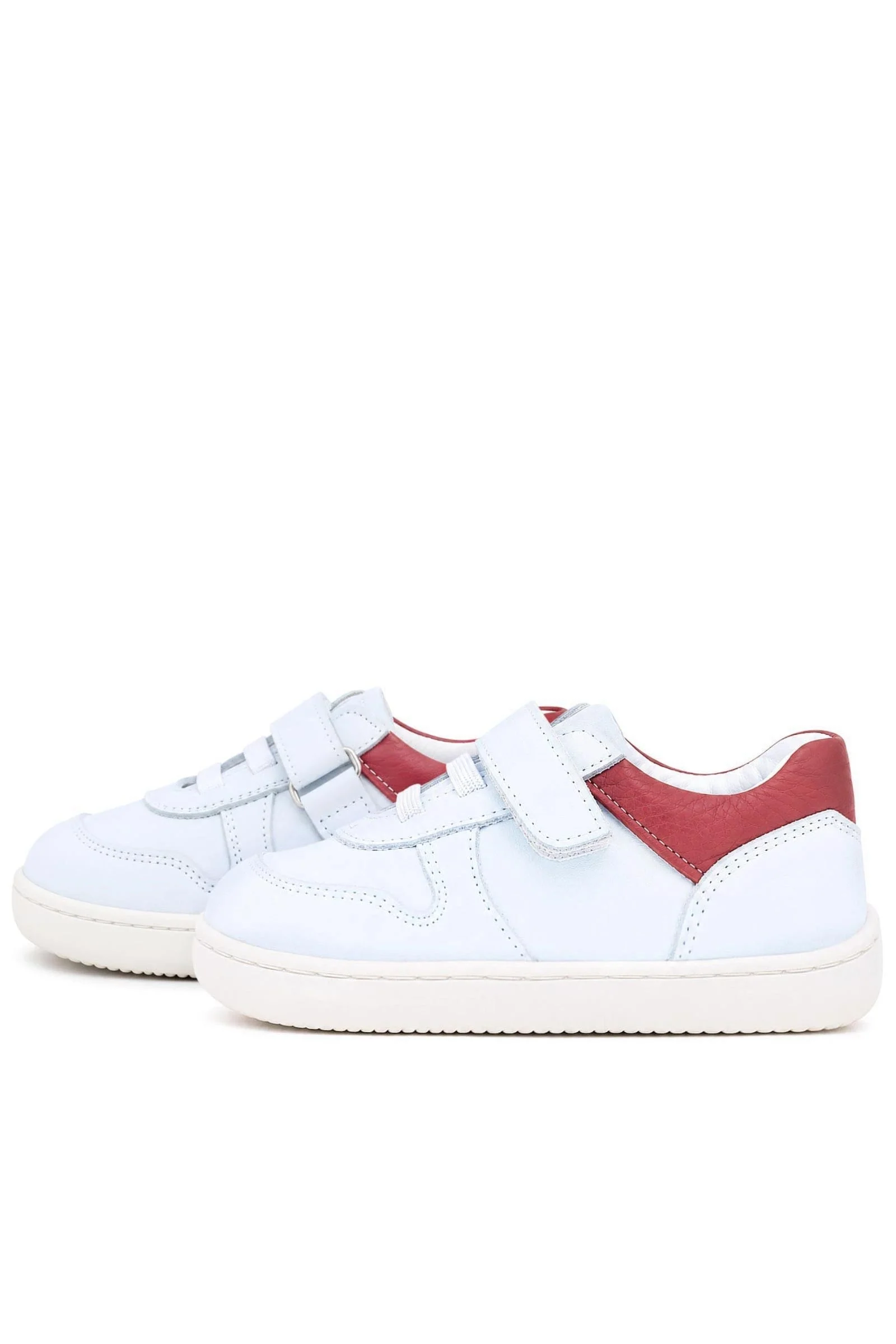 Rakerplus Bob Hakiki Deri Beyaz Nubuk Kırmızı Cırtlı Bebek Sneaker Ayakkabı