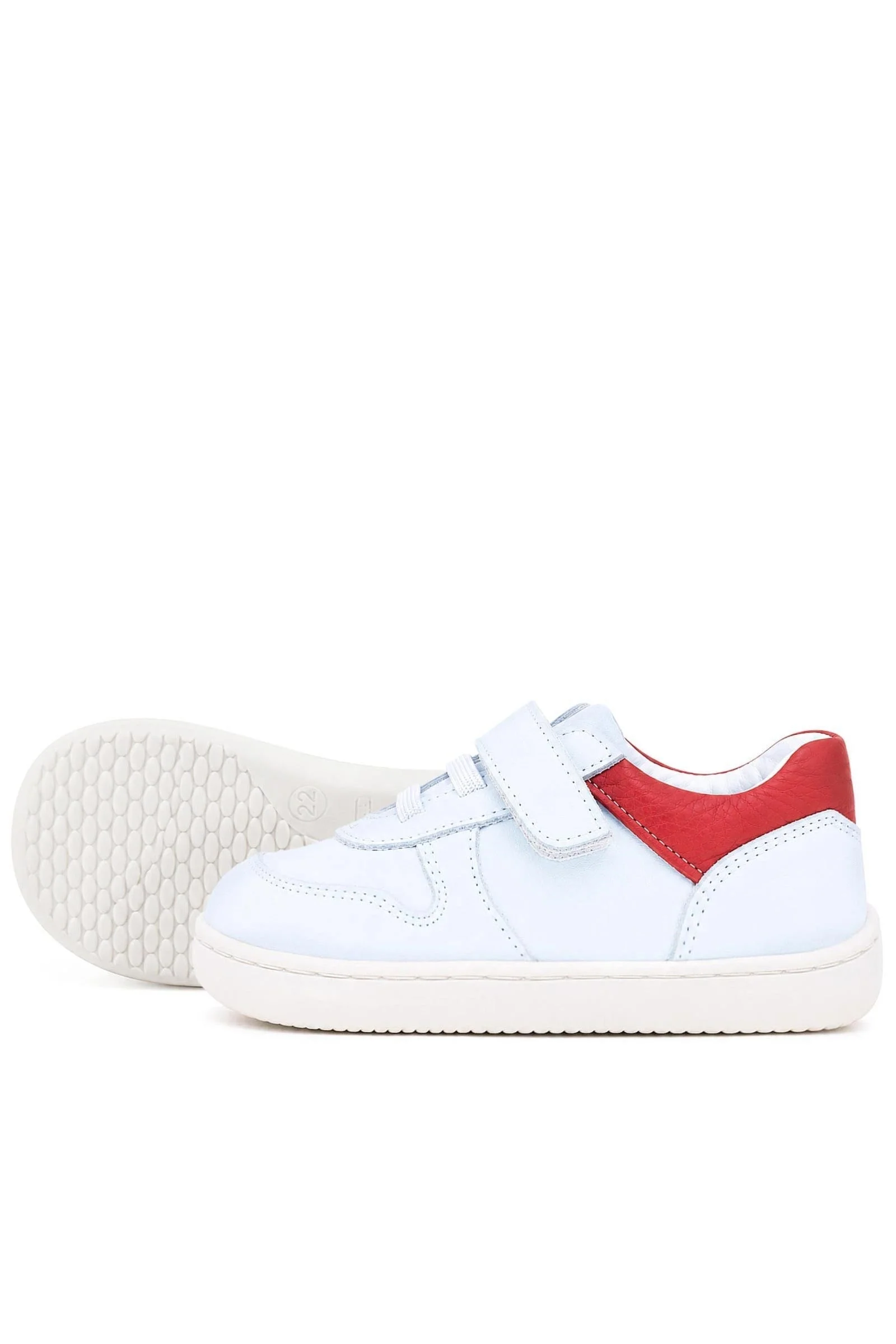 Rakerplus Bob Hakiki Deri Beyaz Nubuk Kırmızı Cırtlı Bebek Sneaker Ayakkabı