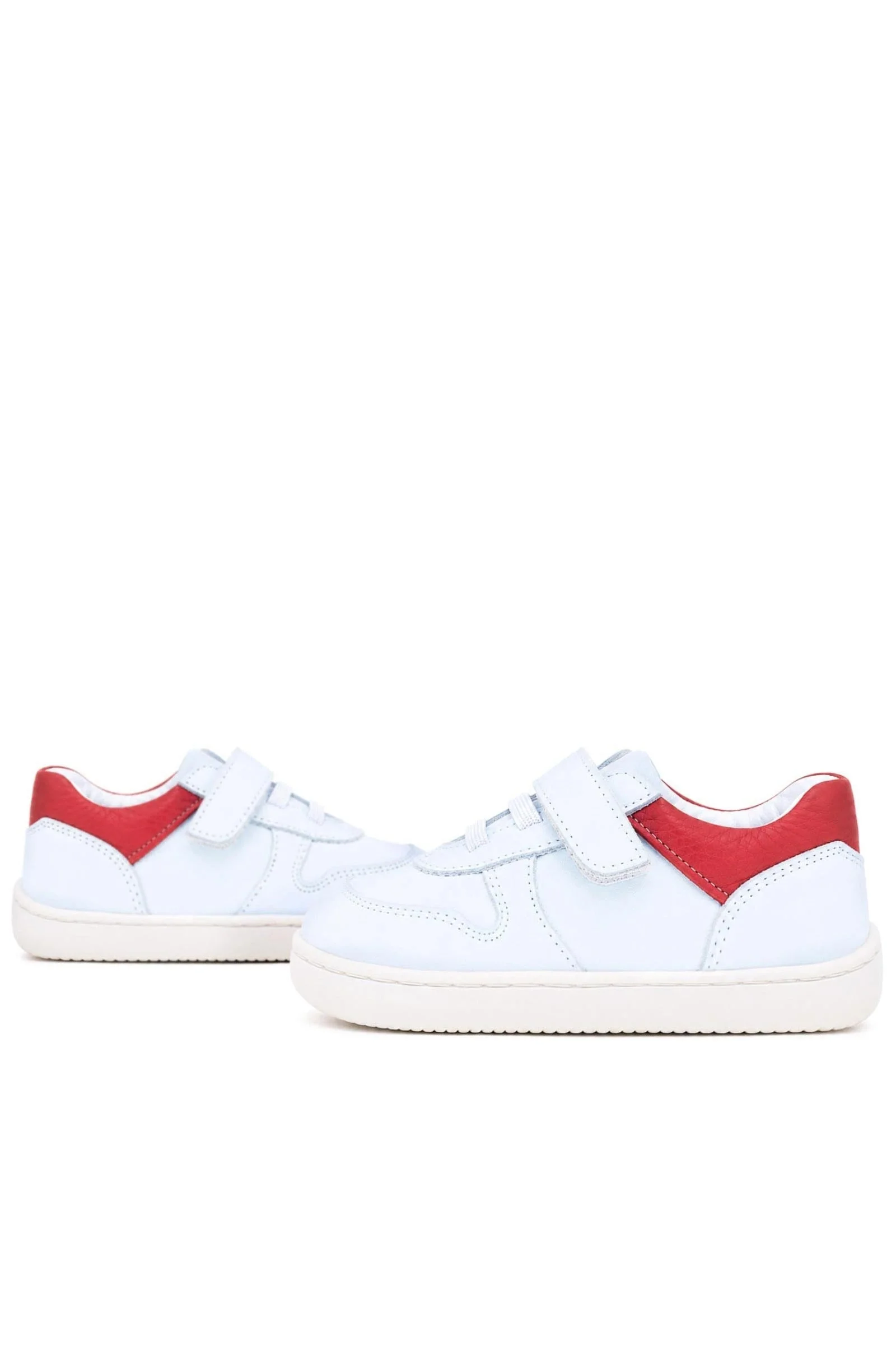 Rakerplus Bob Hakiki Deri Beyaz Nubuk Kırmızı Cırtlı Bebek Sneaker Ayakkabı