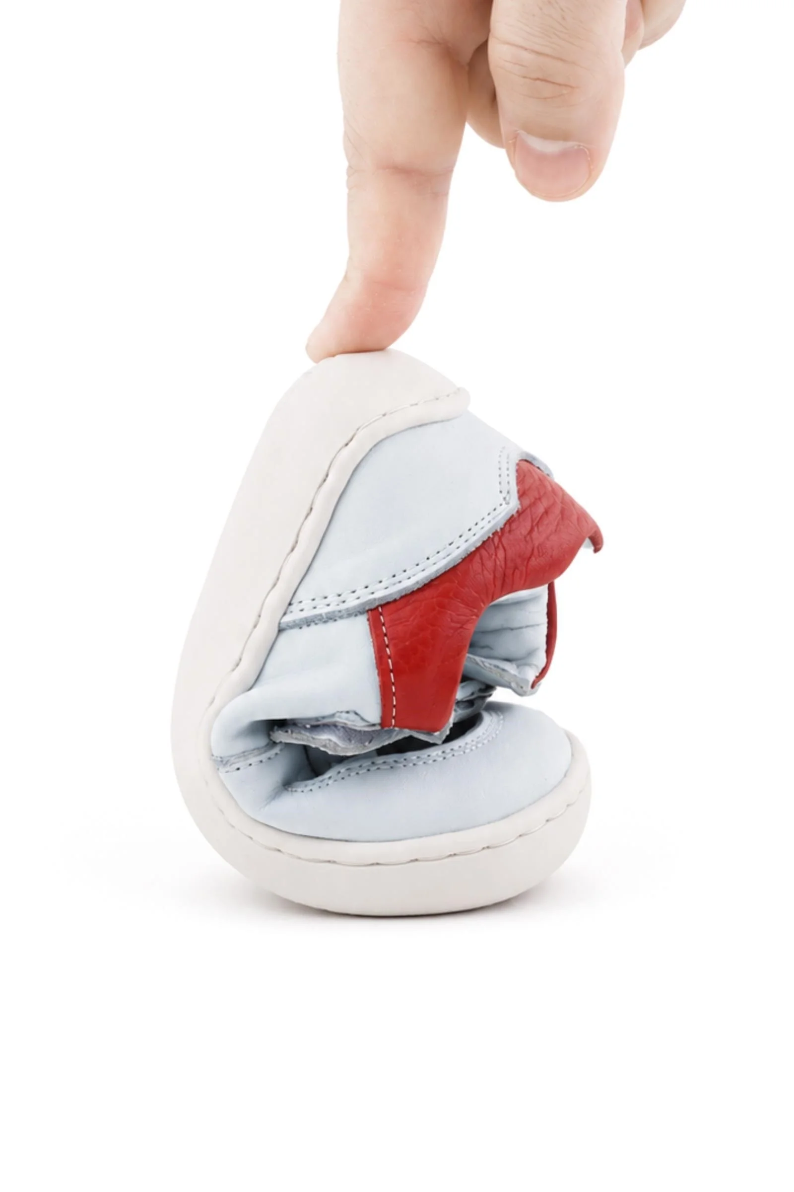 Rakerplus Bob Hakiki Deri Beyaz Nubuk Kırmızı Cırtlı Bebek Sneaker Ayakkabı
