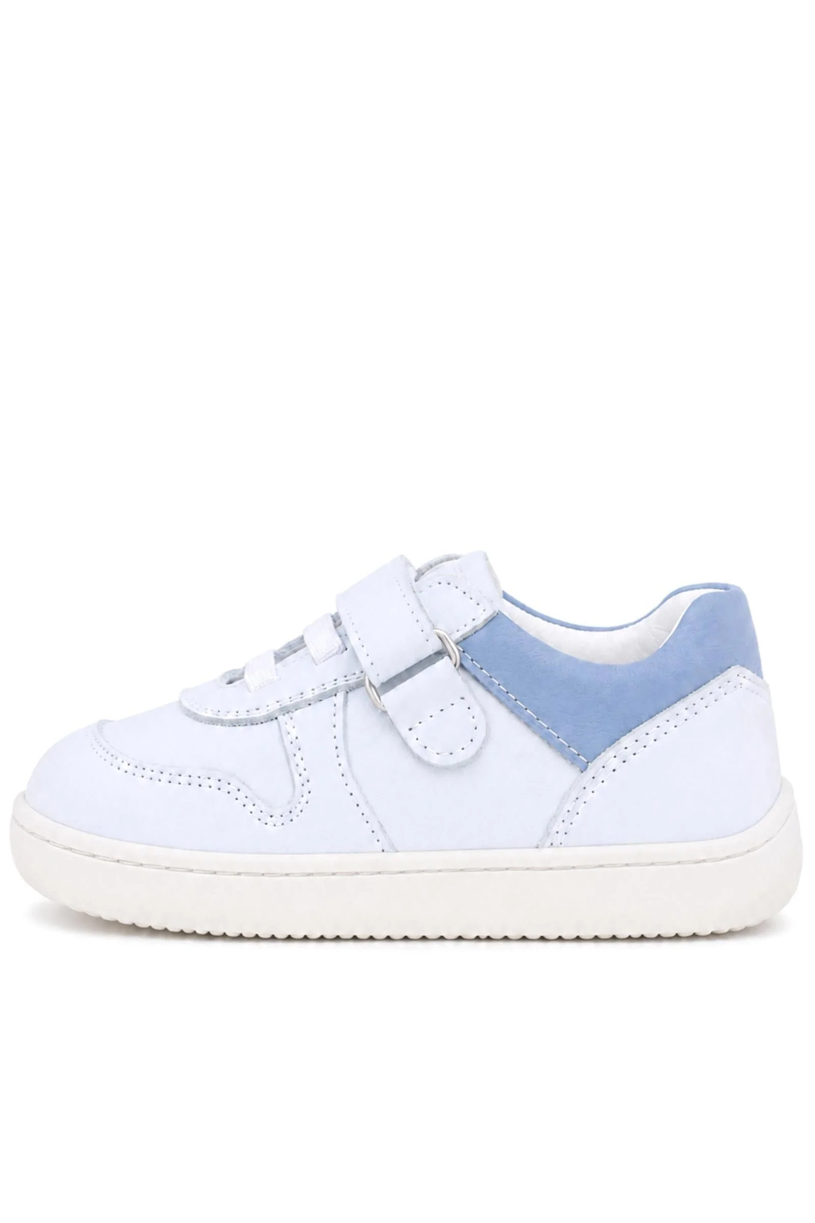 Rakerplus Bob Hakiki Deri Beyaz Nubuk Mavi Cırtlı Bebek Sneaker Ayakkabı