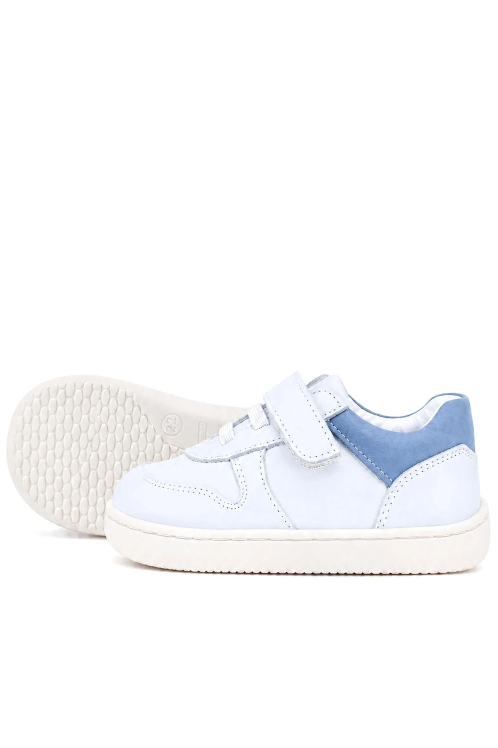 Rakerplus Bob Hakiki Deri Beyaz Nubuk Mavi Cırtlı Bebek Sneaker Ayakkabı